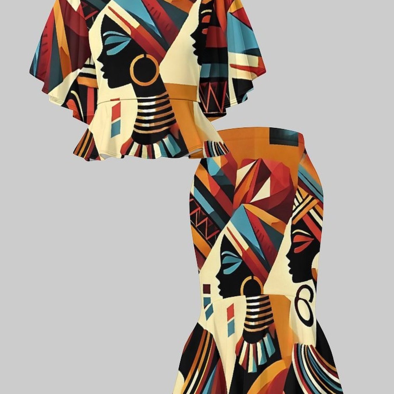 TEMU Printed Women's Suit, Crew Neck Pleated Top + Skirt Set Women's Elegant Casual Fashion Suit, Soft And Comfortable Fabric, For Daily Wear For
