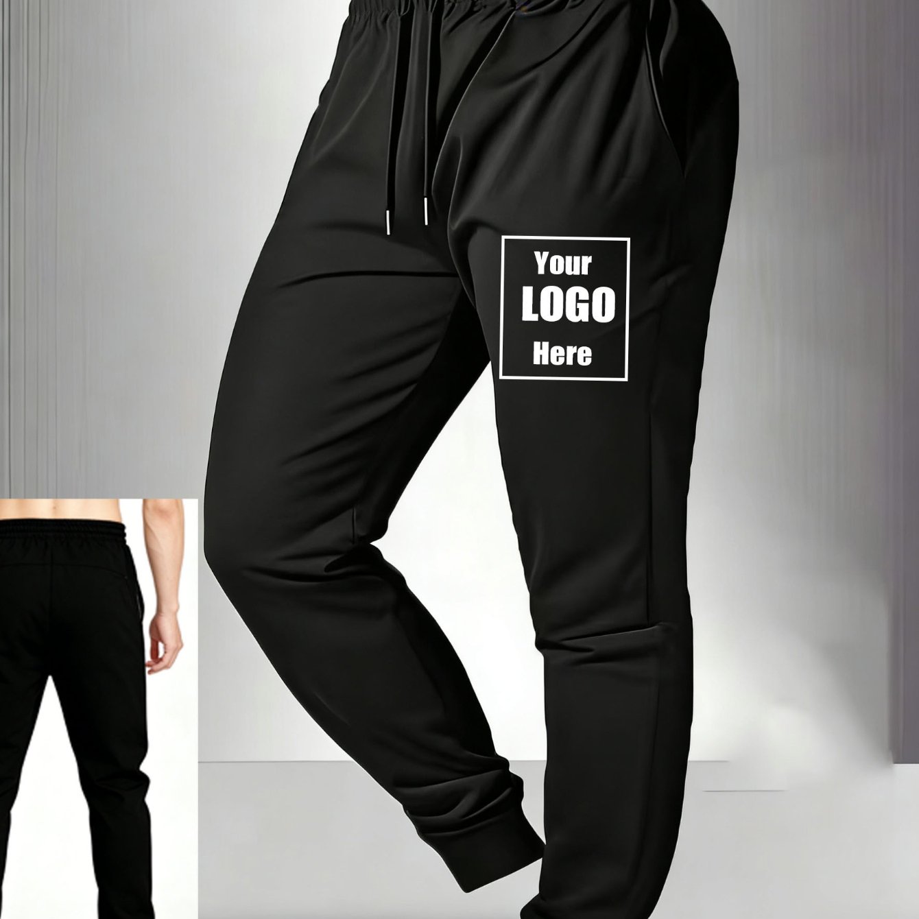 TEMU Custom Logo For Men's Casual Pants, Suitable For Sports, Jogging, And Long Pants. Feature A Loose Fit, For , Have A Drawstring Waist, And Are