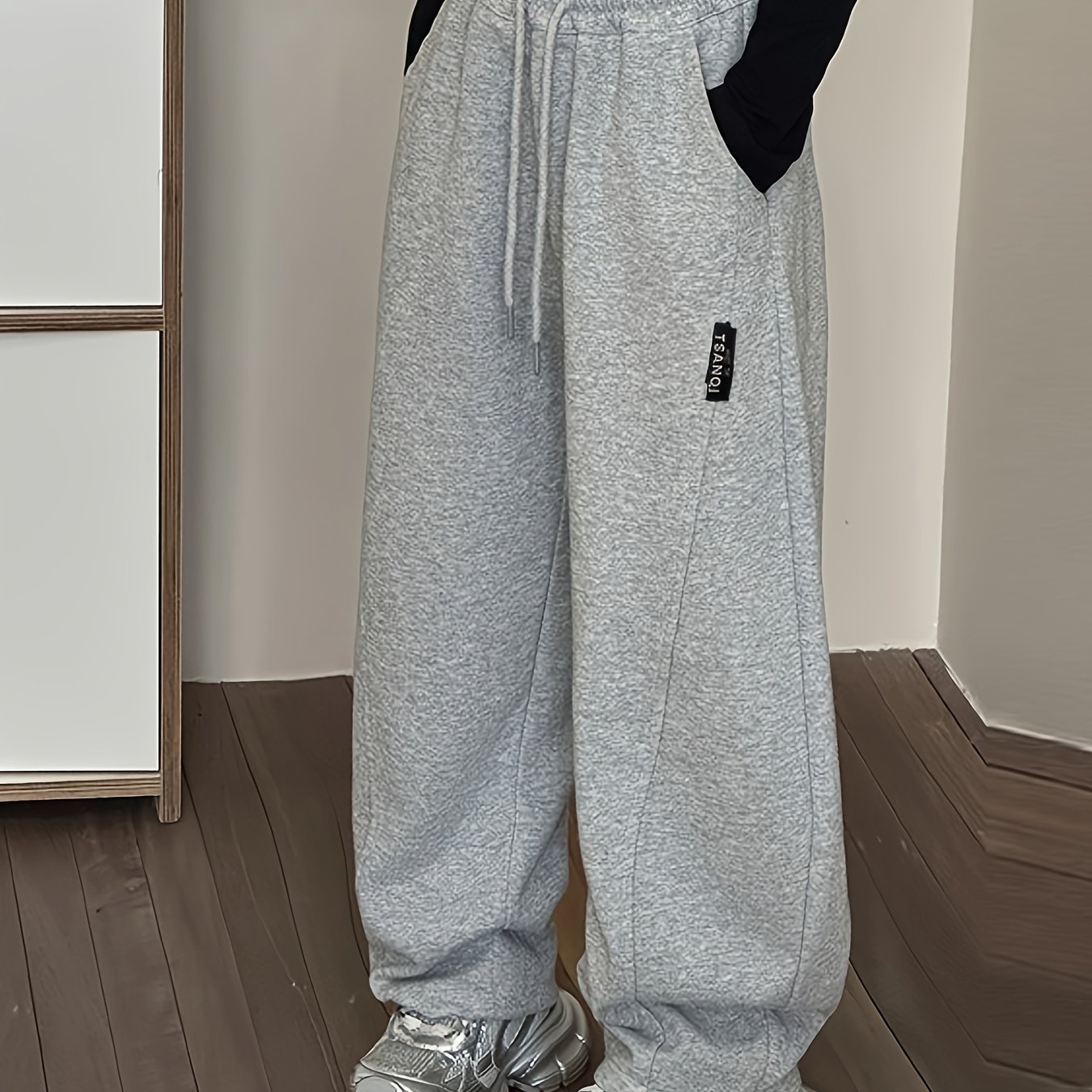 Image of Campus Outdoor Outing Girls Spring And Summer Straight Pants Female Students Spring And Autumn New Casual Loose Labeling Micro-elastic Y2k Holiday Dance Pants, For Outdoor