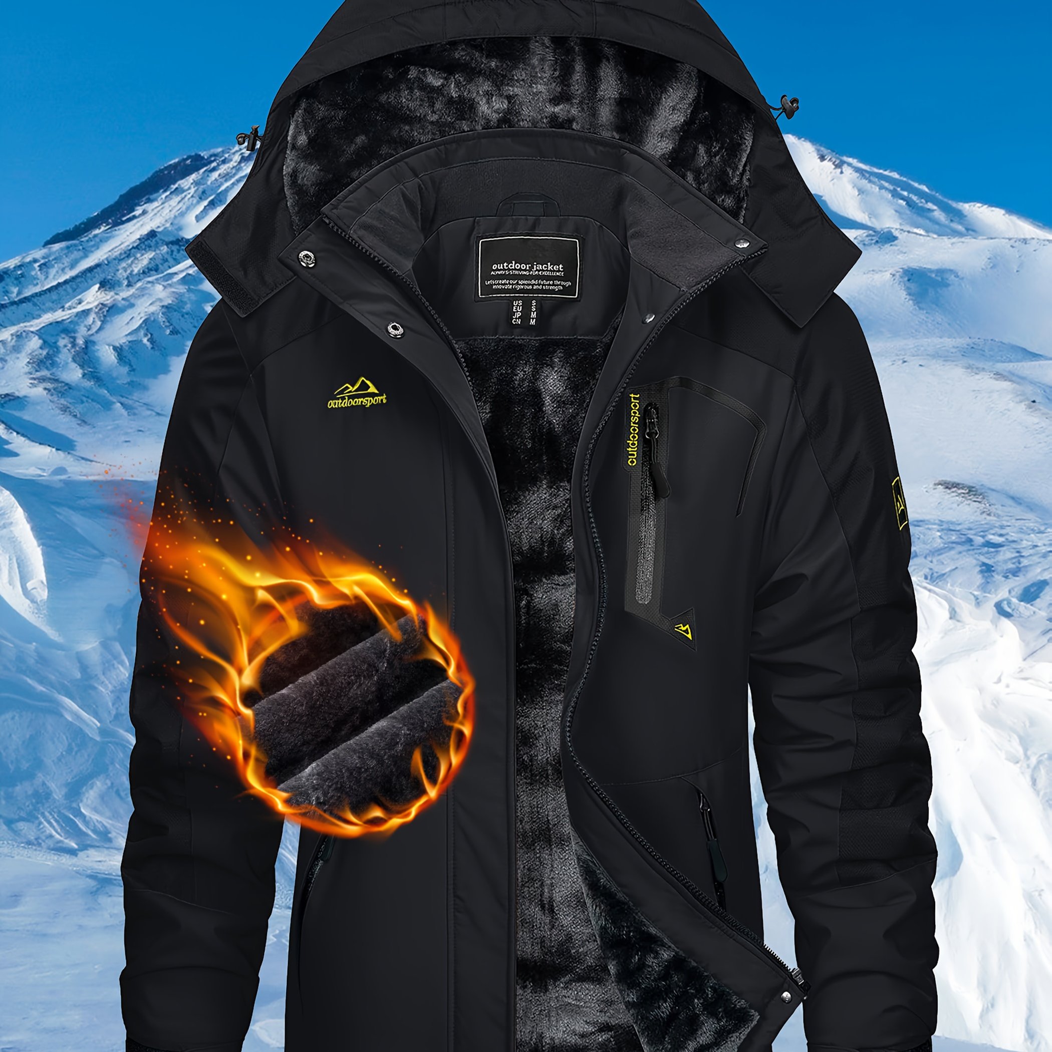 Image of Women's Warm Ski Jackets Winter Thermal Fleece Lined Detachable Hooded Heavy Weight Thick Jacket Camping Climbing Traveling Snowboard Windbreaker