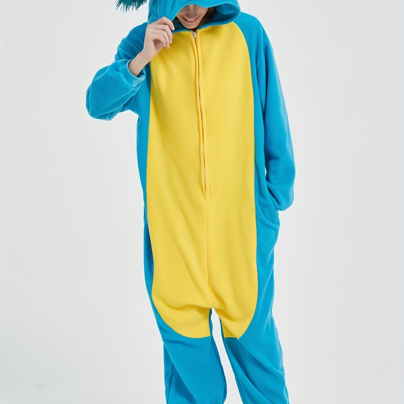 Blue Salamander Women's Animal Onesie Pajamas Thickened Halloween Party Costume Pajamas Men And Women Warm Pajamas Wear