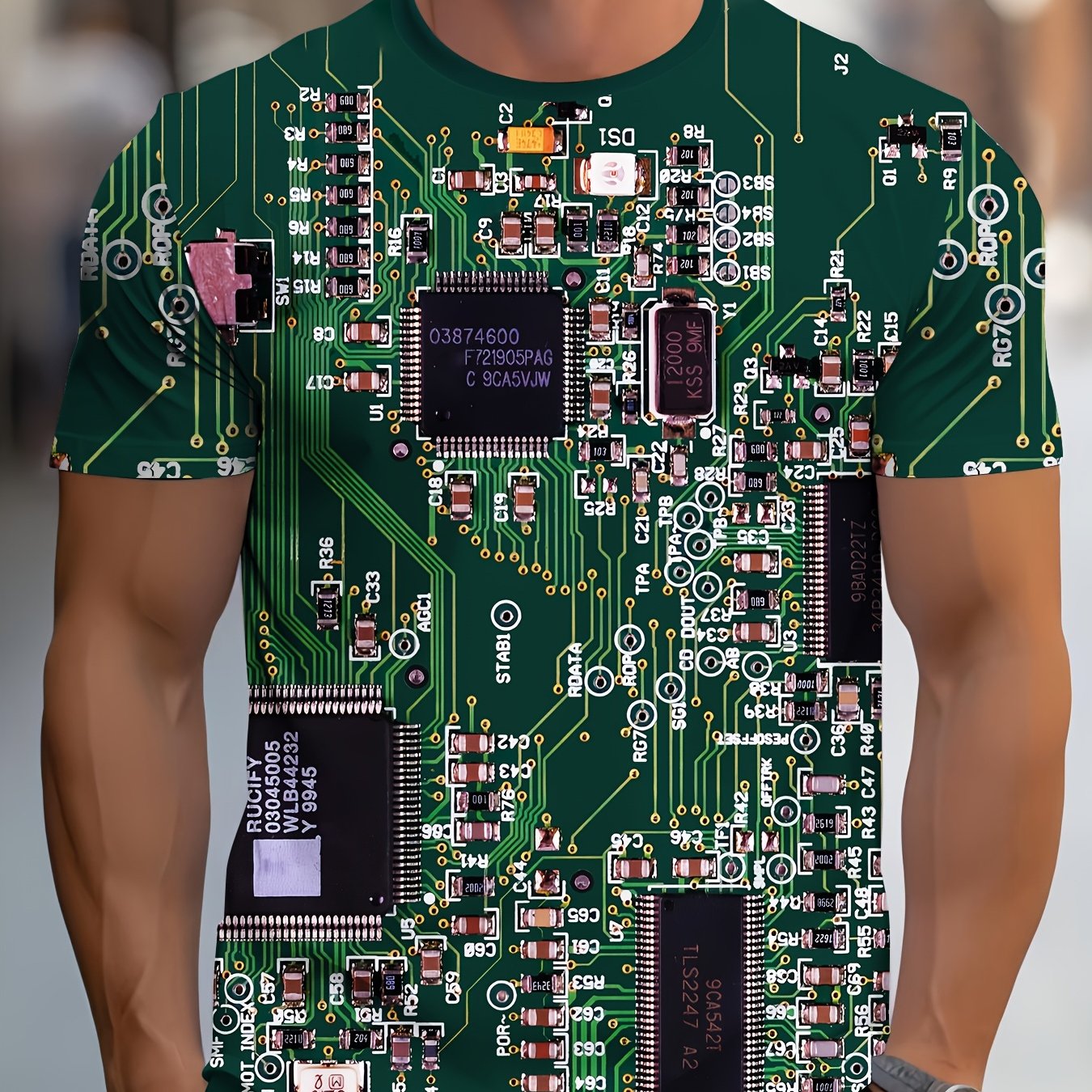 TEMU Men's 3d Print Short-sleeve T-shirt For Adults, Trendy For Summer, Plus Size