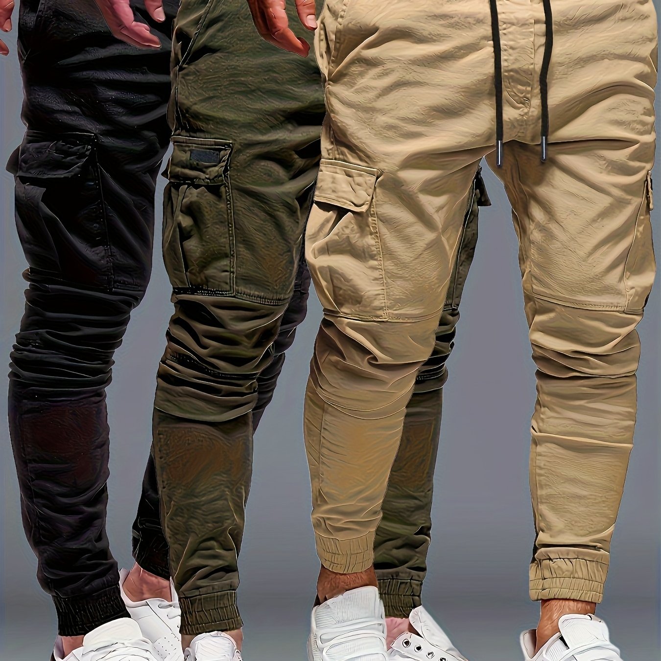 TEMU 3pcs Men's Autumn/winter Regular Edition Fashionable Pants And Sports Pants Casual Sports And Outdoor Pocket Elastic Waist Drawstring Pants