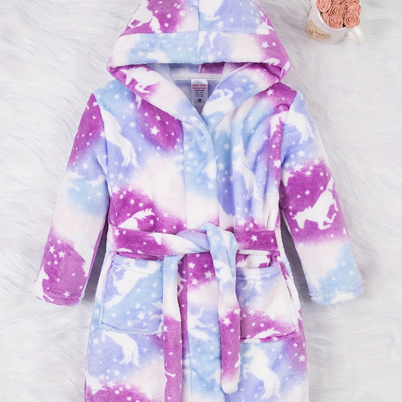 Label Is At The Side Seam Of The Hem Or Inside The Back Neck. Girls' Flannel Printed Soft And Comfortable Flannel Nightgown, Party Loungewear, Bathrobe. A Gift For Children Aged 2-11