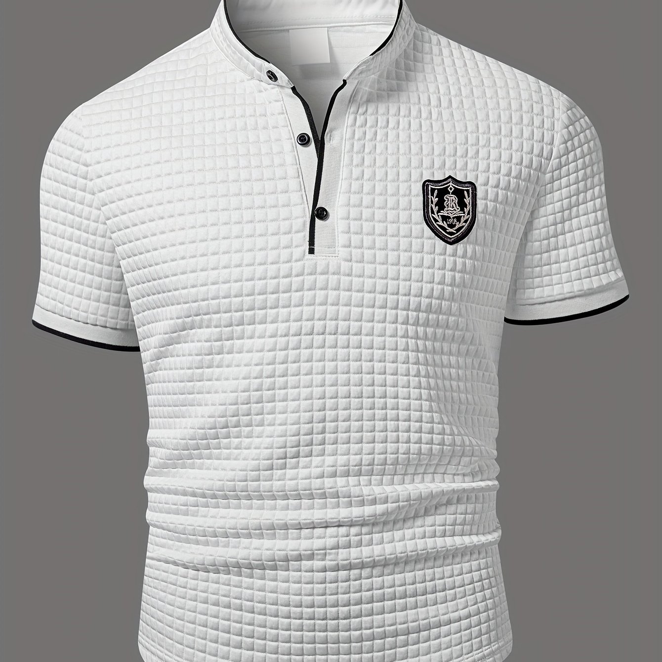 E-shop Herren Kurzarm Henley Shirt mit Knopfleiste, geeignet für die tägliche Arbeitskleidung, leicht und feuchtigkeitstransportierend, ideal für
