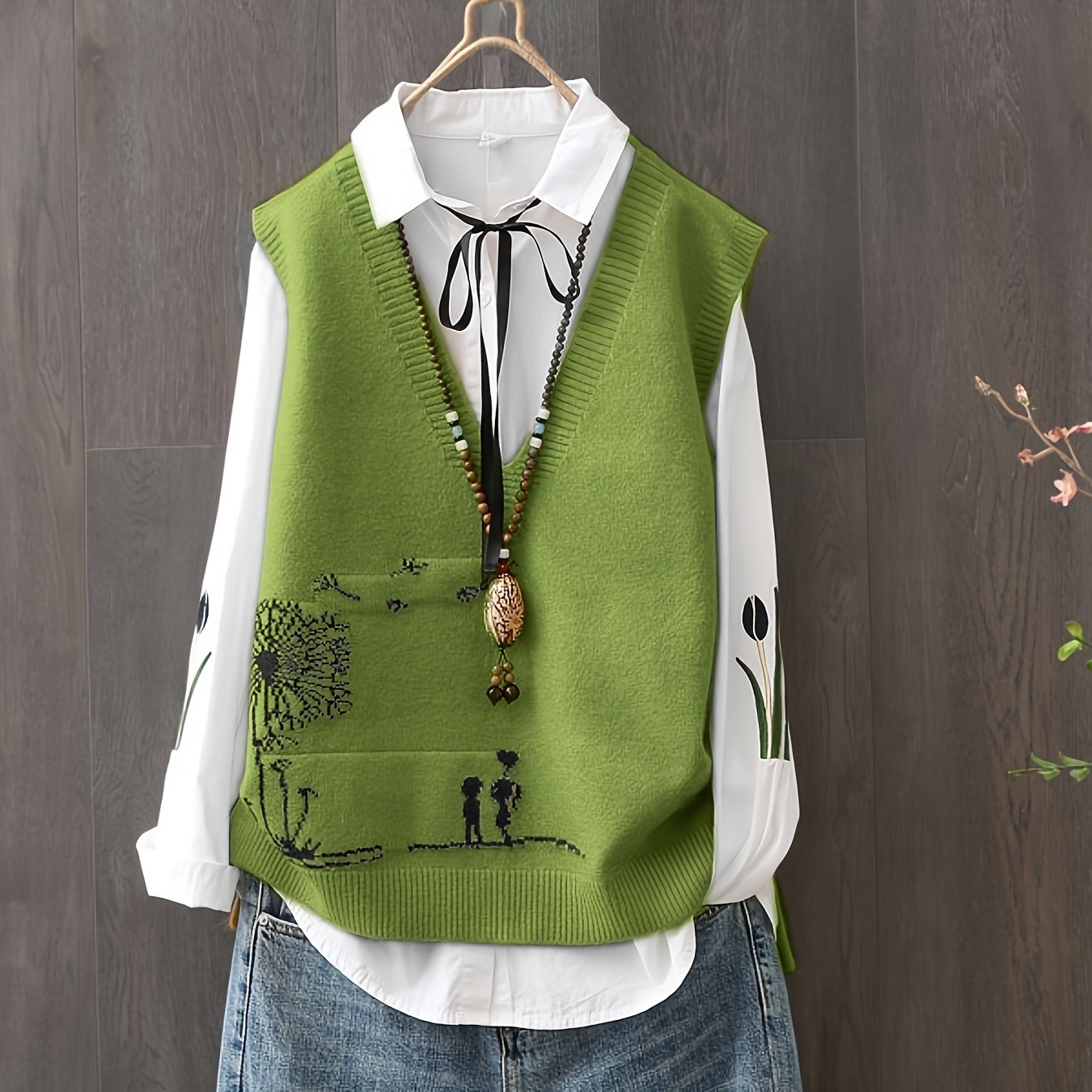 Tj22699 Women's Vest V-neck Vest Women's Literary Casual Loose Sleeveless Vest Base Shirt Top Women