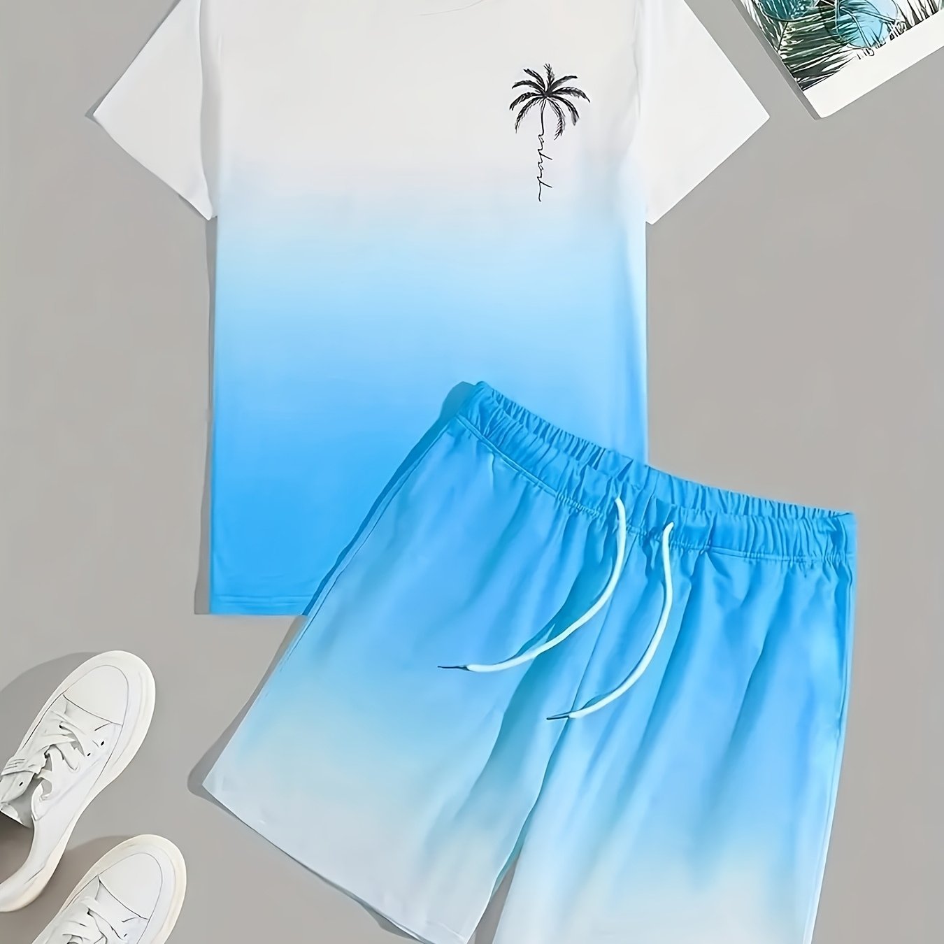 TEMU Casual Breathable Short-sleeved Shorts For Cool And Comfortable Men In Summer, 3d Printed Cool And Sweat-absorbing Short-sleeved Shorts Set