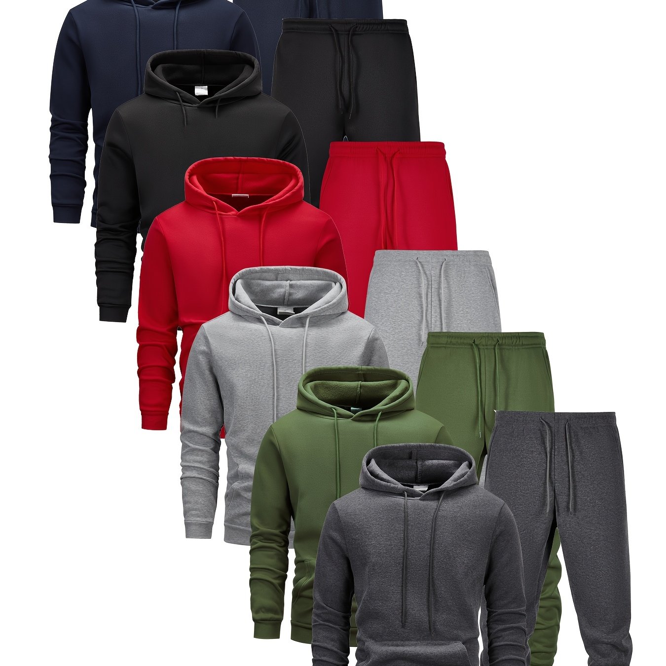 TEMU 6 Ensembles de Sweat à Capuche et Pantalons de Jogging pour Hommes, Idéal pour les Vacances à ou en Extérieur et en Automne, pour Père ou Petit