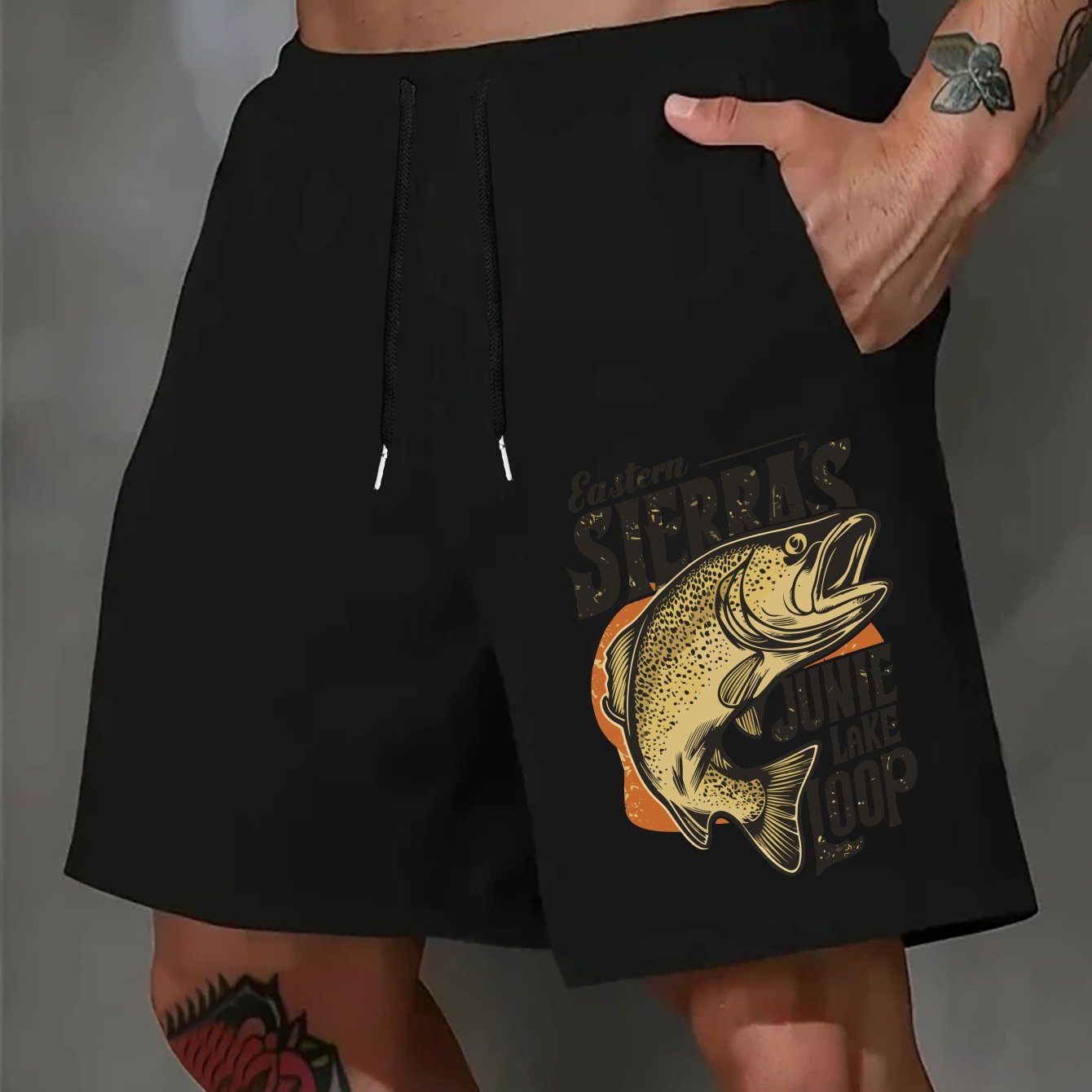 TEMU Men's Summer Casual Patterned Shorts, Versatile Mid-length Sportswear, Trendy For Beach