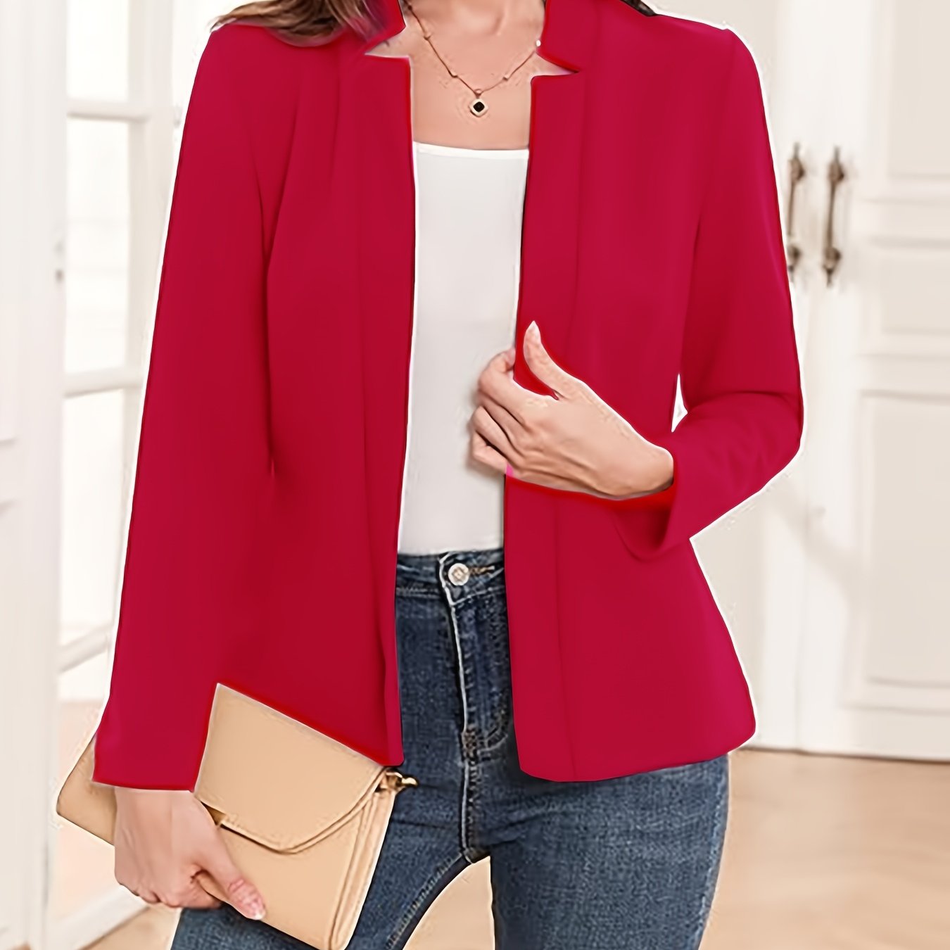 TEMU European Women's Fashion 2025 New Long Sleeve Mini Suit Jacket Cardigan Suit