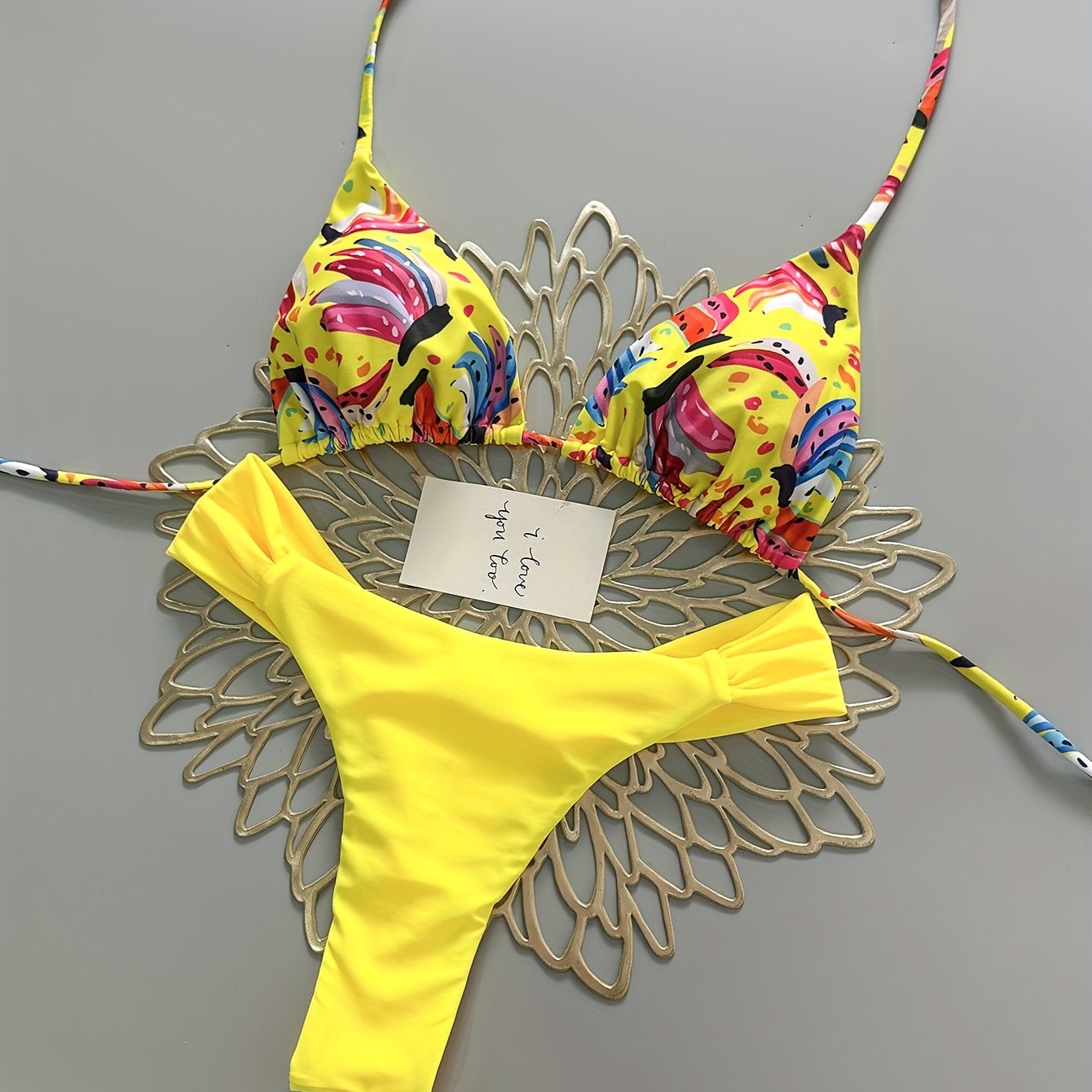 TEMU Costume da bagno da donna con stampa fresca, bikini per vacanze al mare