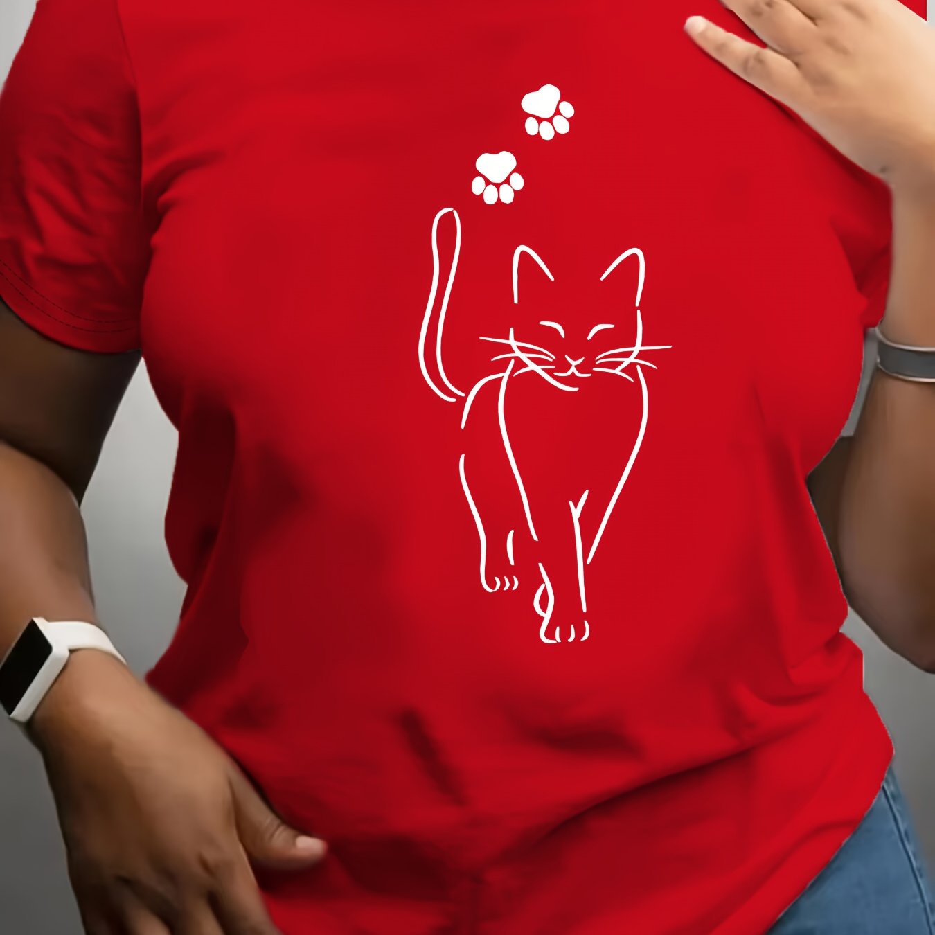 TEMU Plus Size, Plus Size Casual Printed T-shirt