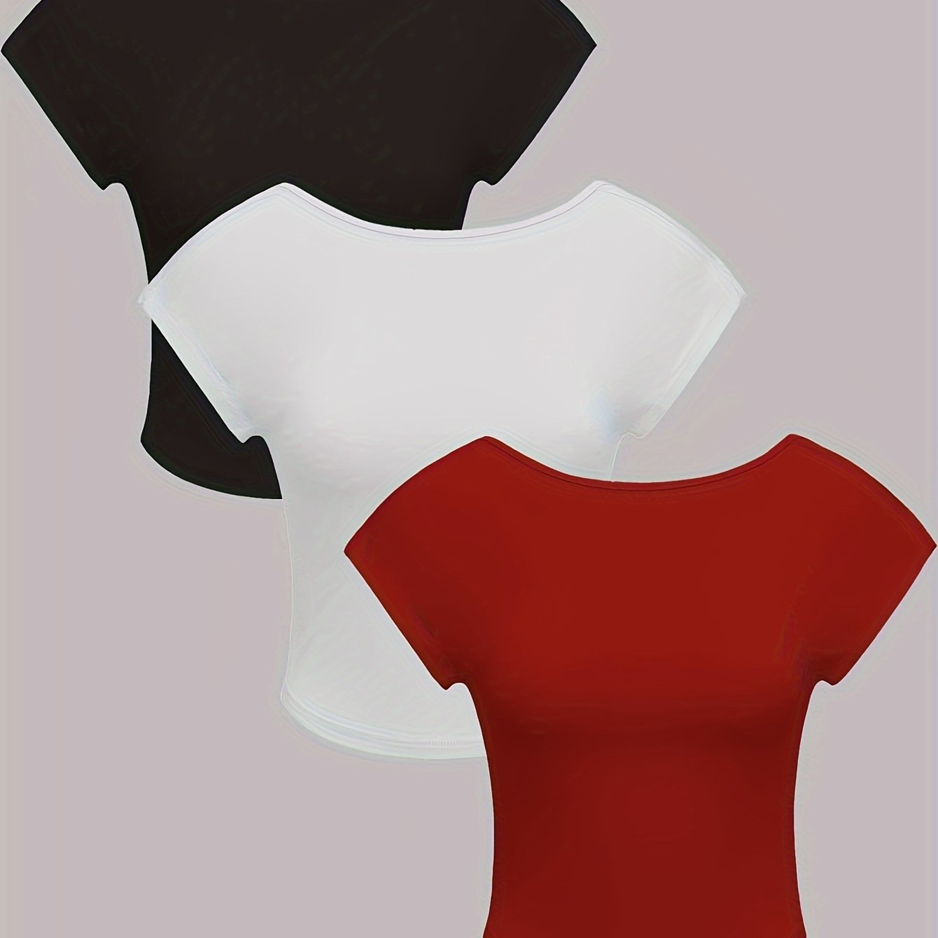 TEMU New Women's Fashionable And Versatile Three-piece Set Of Short-sleeve T-shirts With A Waist-cinching And Backless Design