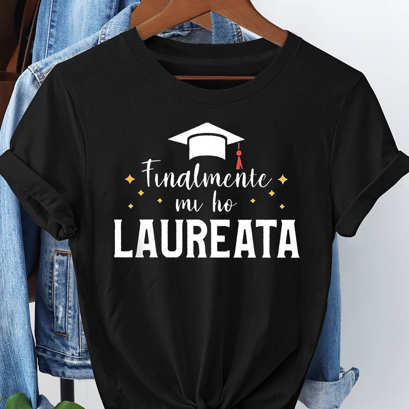 TEMU T-shirt da donna per laurea italiana - Testo in " laureata!" - Adatta per feste di laurea, ballo di fine e abiti con toga - Maglia casual estate