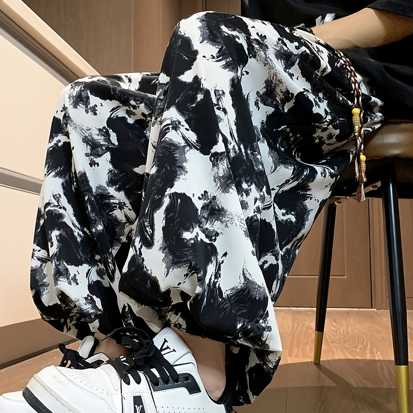 TEMU ボーイズ アイス パンツ 春/夏/秋用 薄手スタイル タイダイ染め フィール タイトレッグ ルーズパンツ トレンドブランド ランタンパンツ
