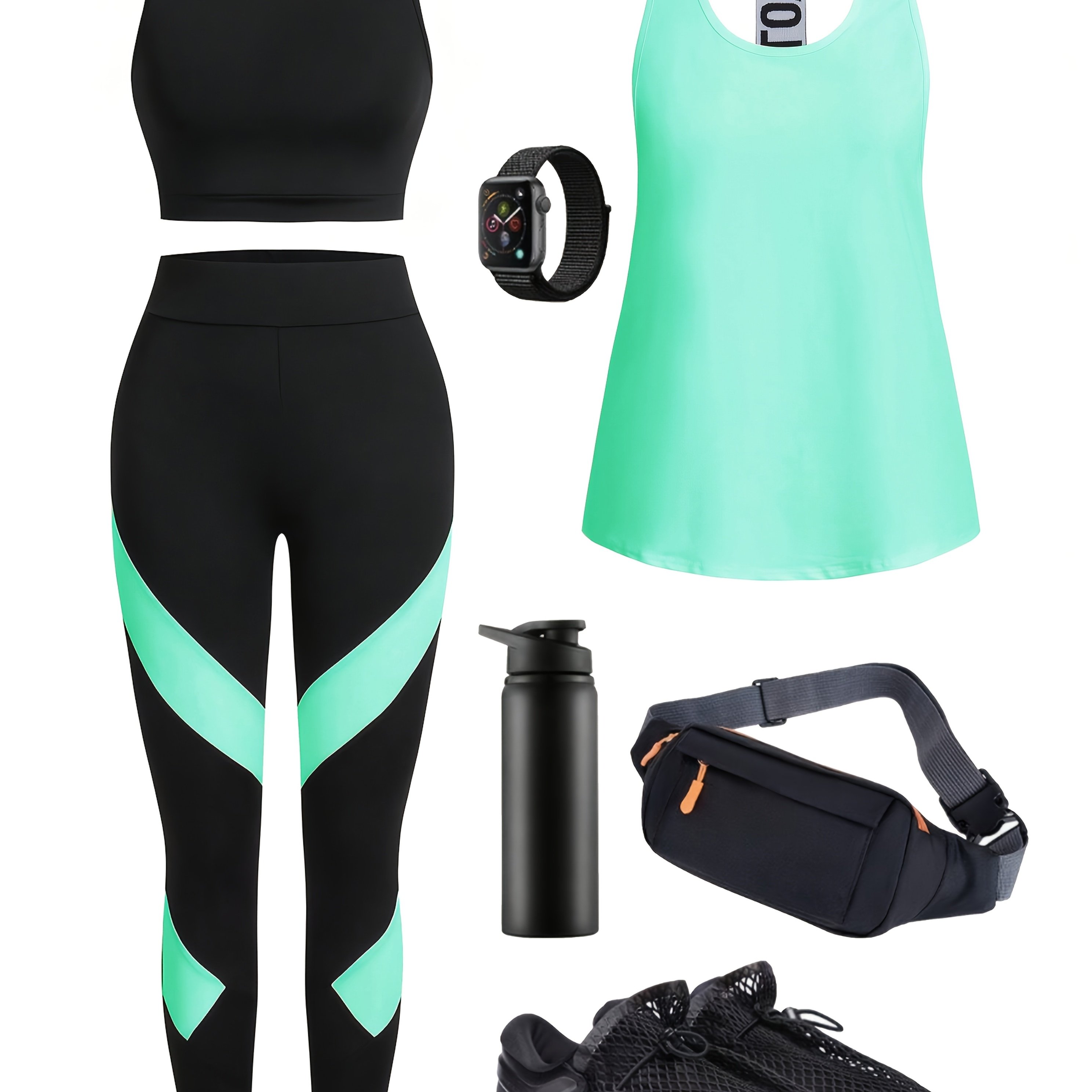 E-shop Outdoor-Yoga-Sport -Buchstaben Strick-Träger Basic Dreiteiliges Set für den Damen