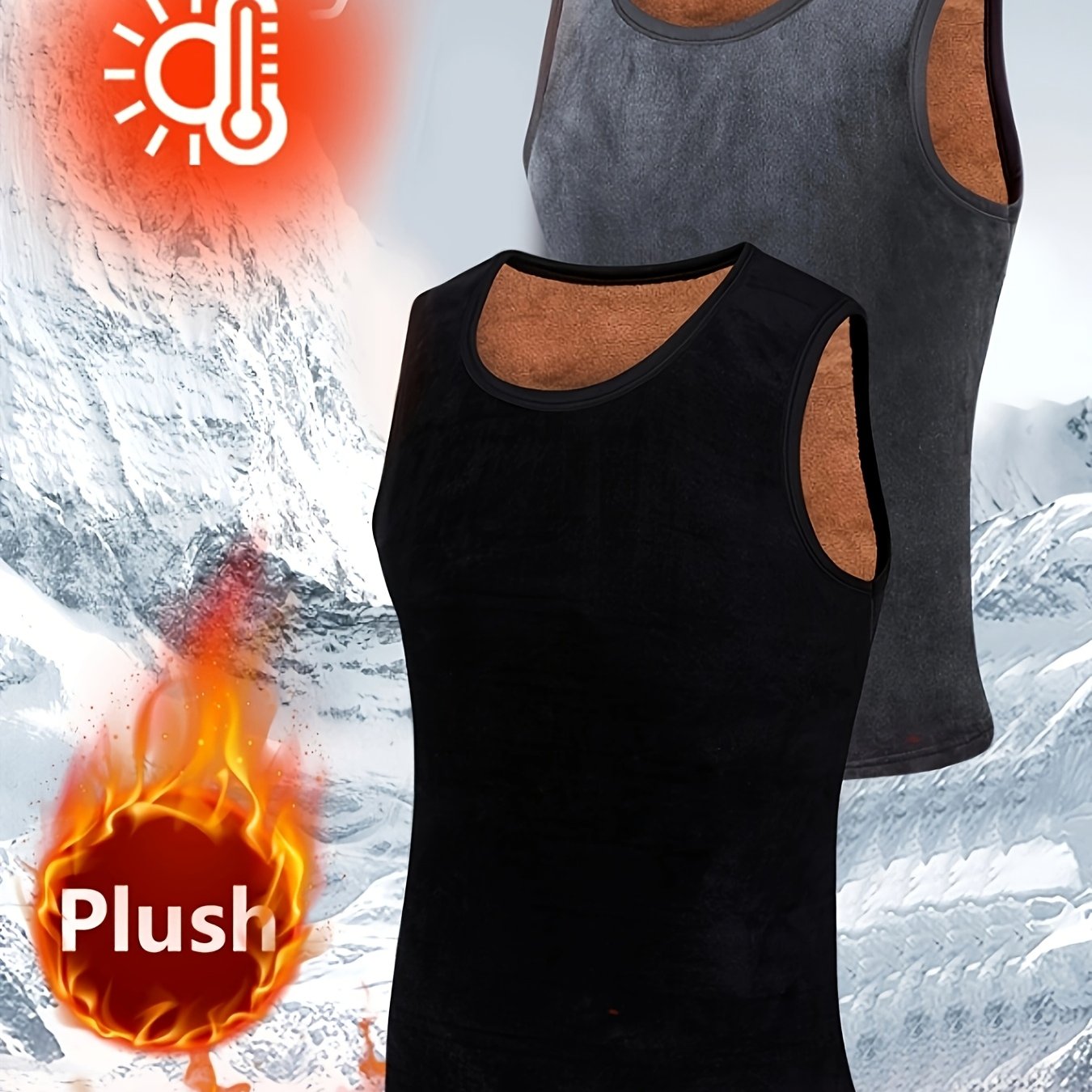 TEMU 2pcs Autumn/winter Thick Double-sided Men's Thermal Vest, Extra Thick -lined Slim- Vest, Warm Windproof Golden Vest For Outdoor Cold Weather,