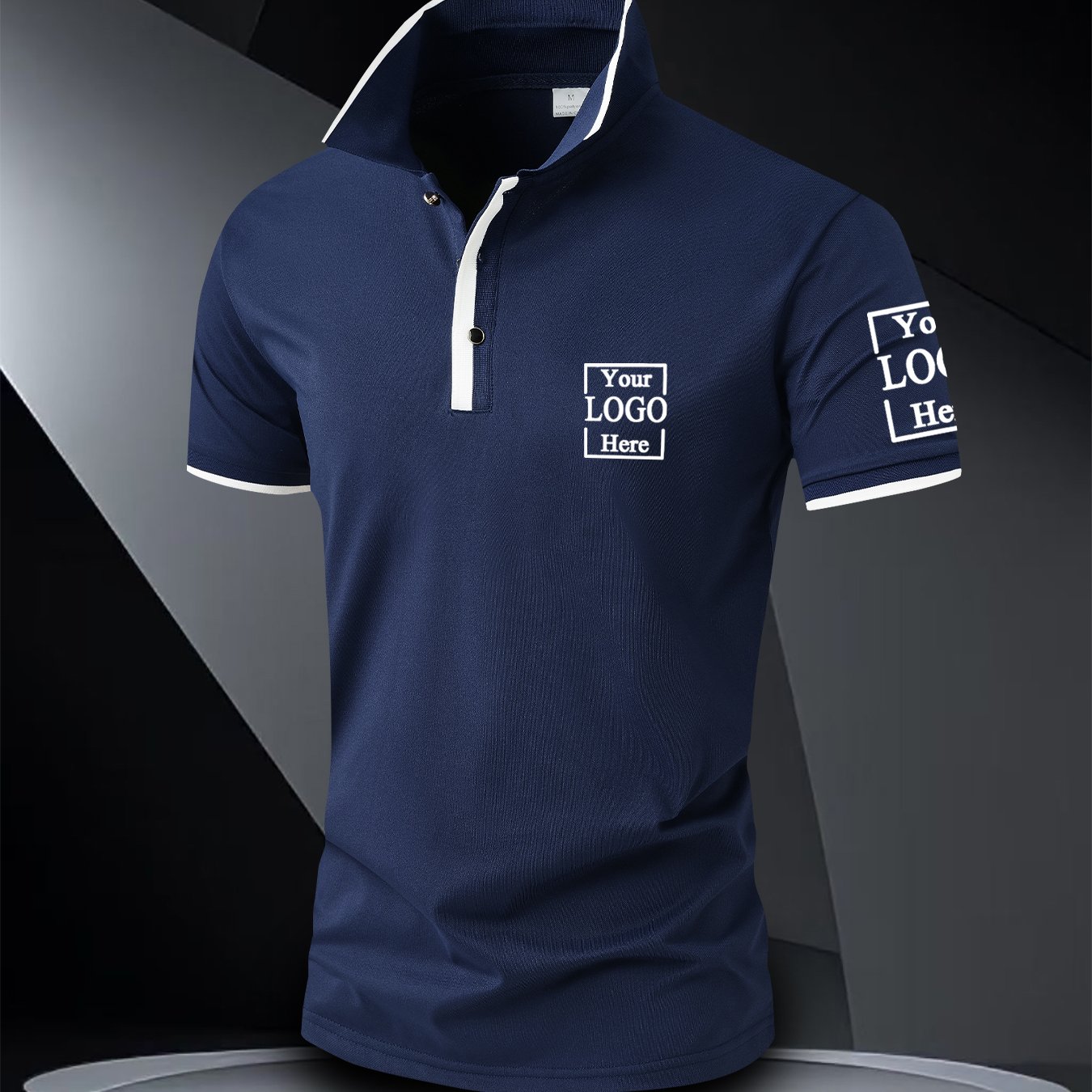 TEMU Custom Men's Golf Shirt - Casual Lightweight Business , Classic Solid Color With Breathable Collar Design, Premium Fabric - Customizable Chest