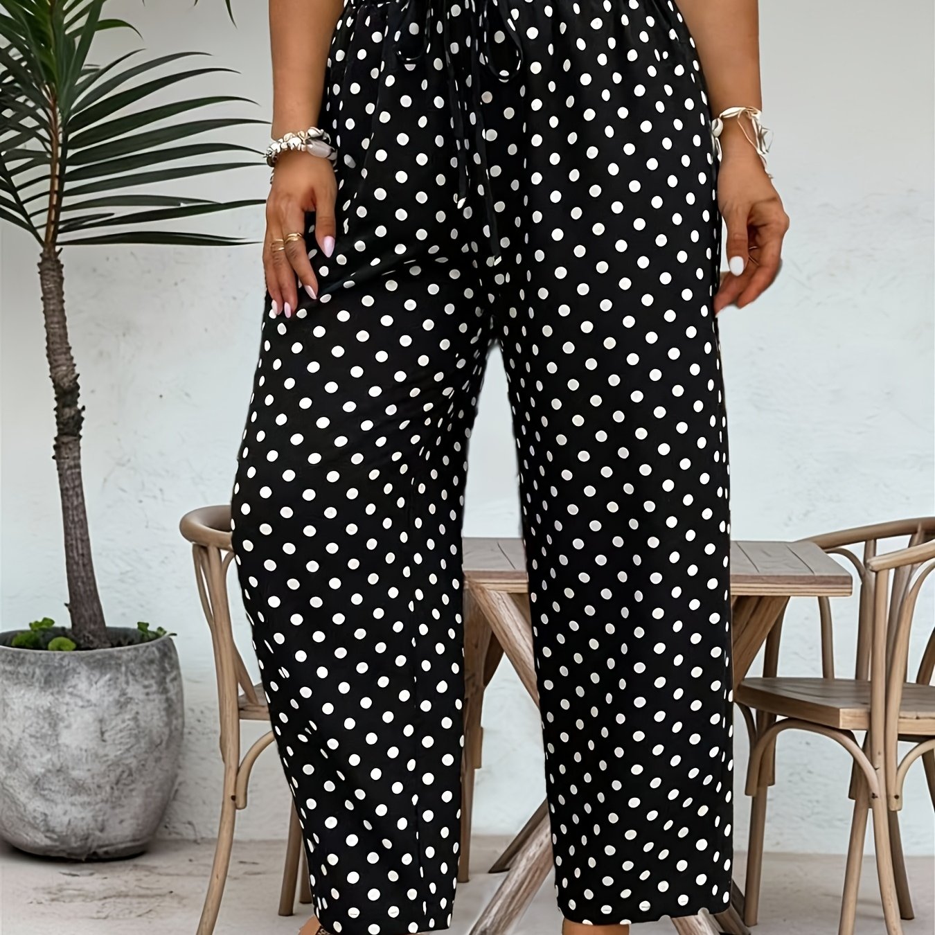 TEMU Plus Size, Women's Leopard Print Wide Leg Pants With High Waist, Straight Leg, Loose Hanging Feeling, Breathable And Comfortable, Suitable For