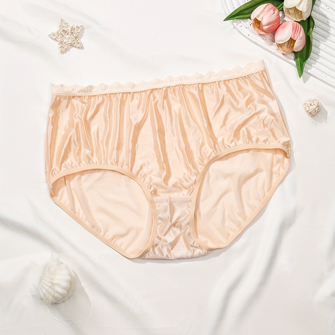 TEMU 1 pièce Sous-vêtements Femme Taille Grande - Culotte Élégante en Dentelle à Taille Moyenne, Douce et Confortable, Couverture , Idéale pour Tenue
