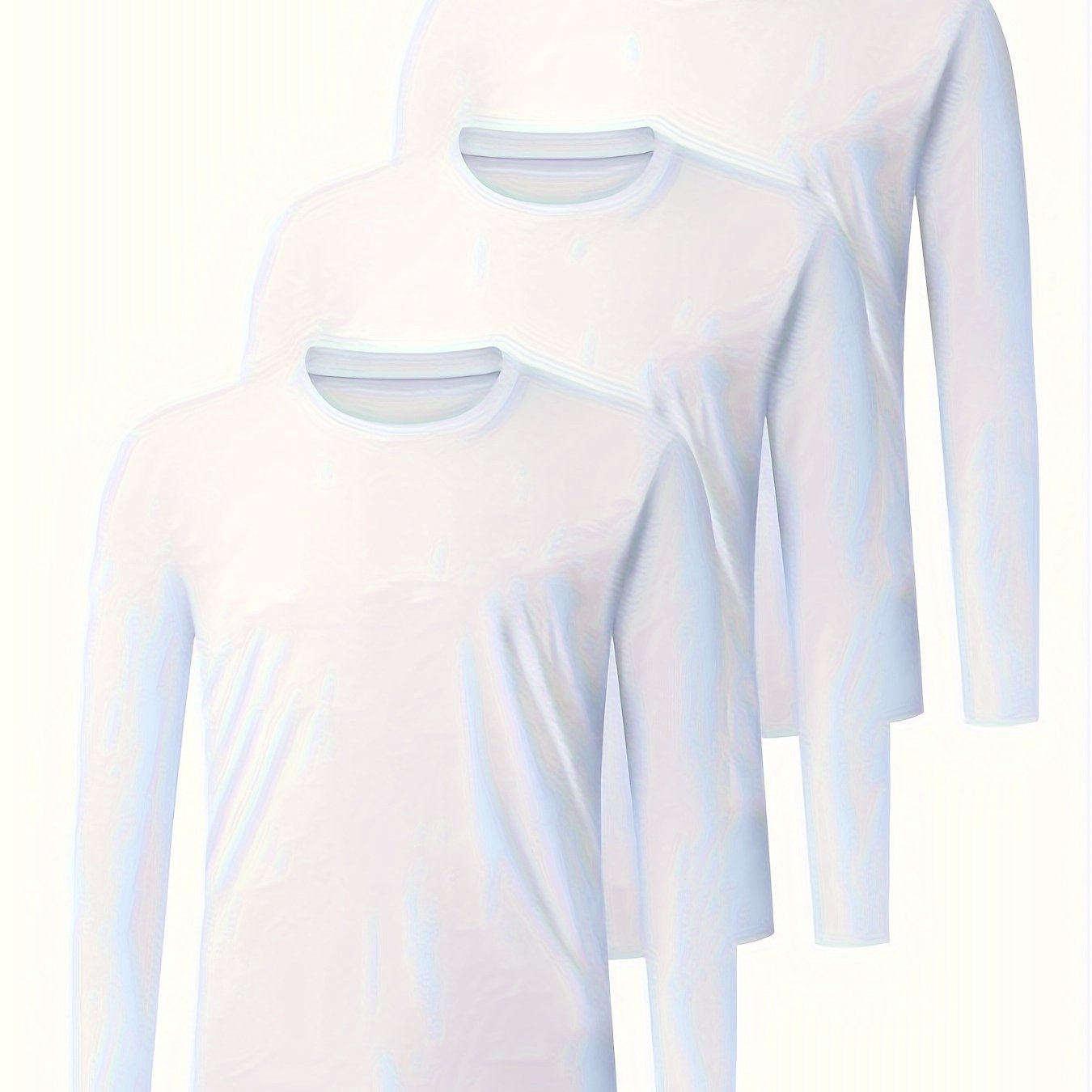 TEMU 3pcs Men's Lightweight Quick-dry Solid Color Crew Neck Sports Fashion Tops For Training, Gym, And Fitness Long Sleeve T-shirts For Sports And