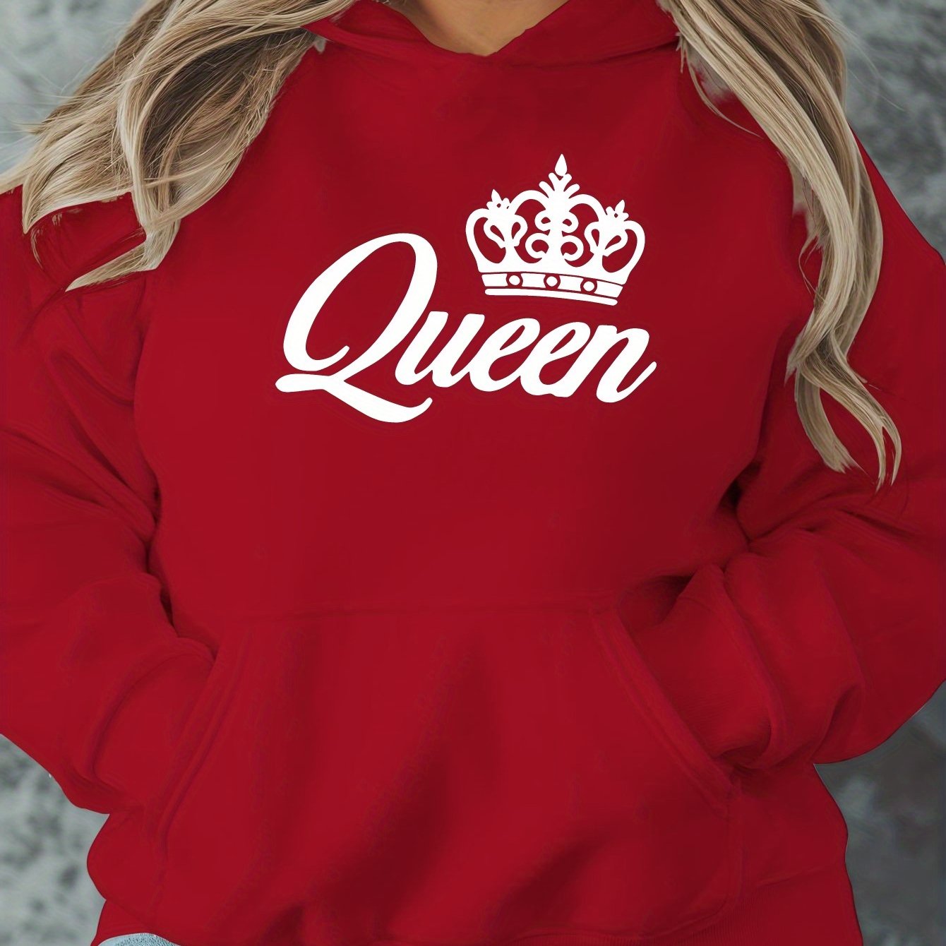 TEMU Plus Size - Plus Size - Queen Plus Size Casual Sweatshirt Printed Round Neck Pullover, Women's Autumn And Winter Casual Long-sleeved Sweatshirt,