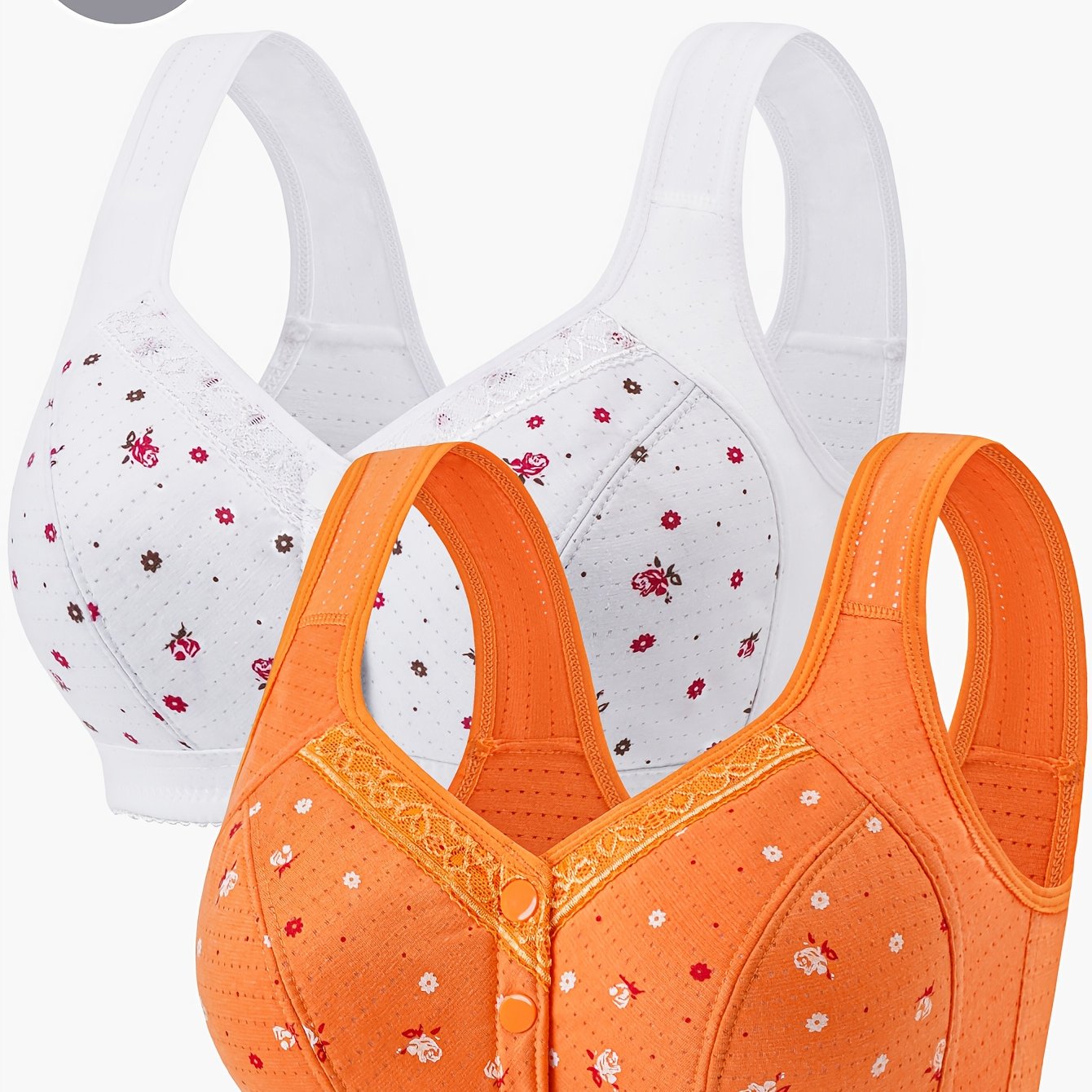2-pack Front Open Vest Type Anti-sagging Printing Splicing Without Steel Elegant Easy Women's Underwear Elastic Anti-light Bra Cover