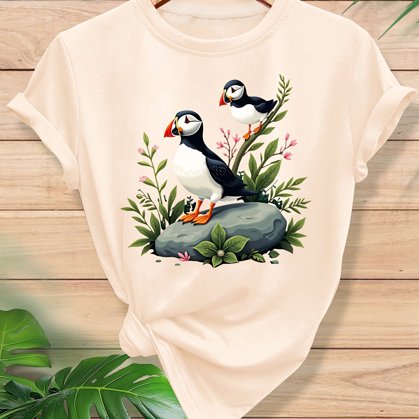 TEMU 2 Print Fashionable And Elegant Women's Casual Sporty Top, Soft And Comfortable Round Neck Short Sleeve T-shirt, In Sizes S-xxl