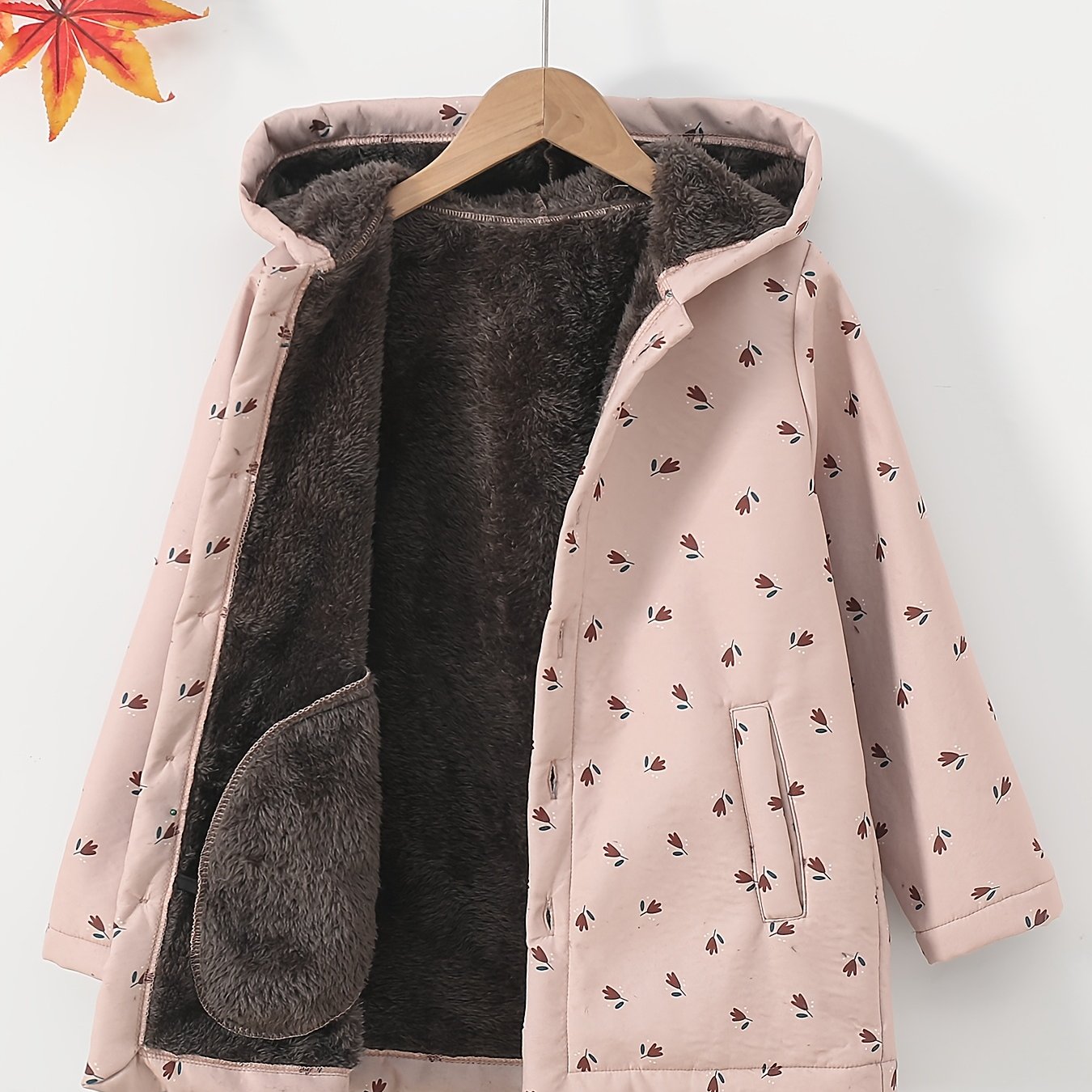 Image of ' Autumn Winter Plush Lined Hooded Jacket -proof