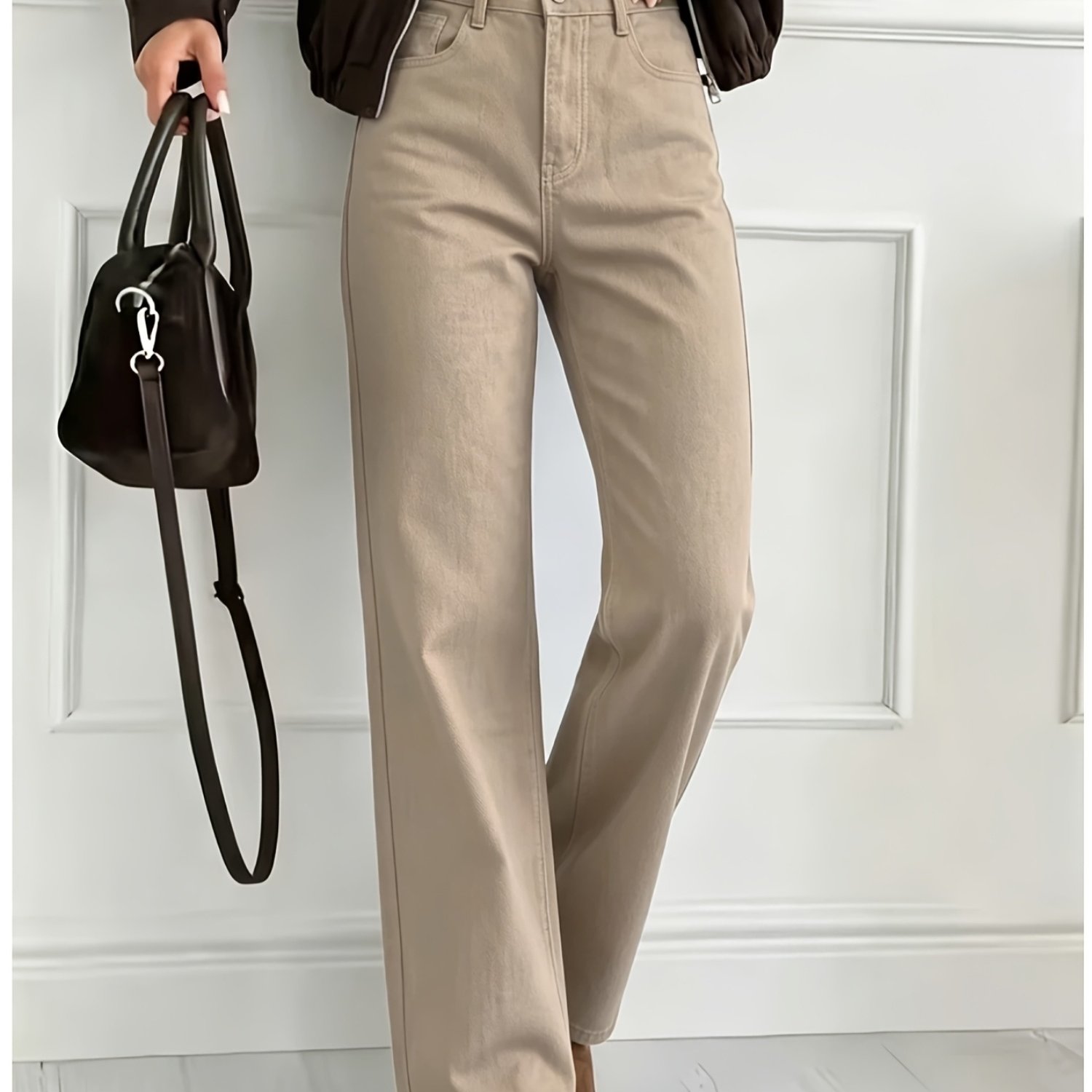Image of Straight-leg Pants For Women. Spring/autumn New Style. Slightly Stretchy And Comfortable, Suitable For All Leg Shapes Denim Jeans