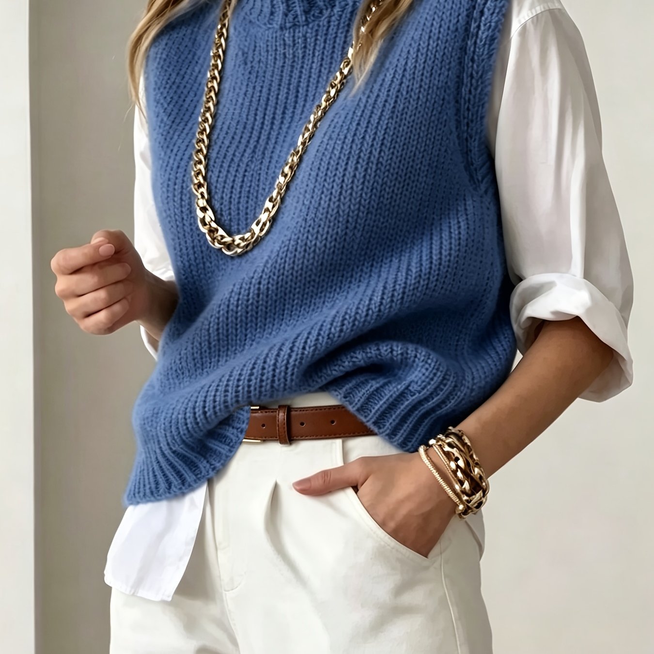 TEMU Women's Spring Autumn Casual Fashion Temperament Daily Versatile Easy -up Collar Slim Short Premium Texture Gentle Elegant Outer Vest Waistcoat