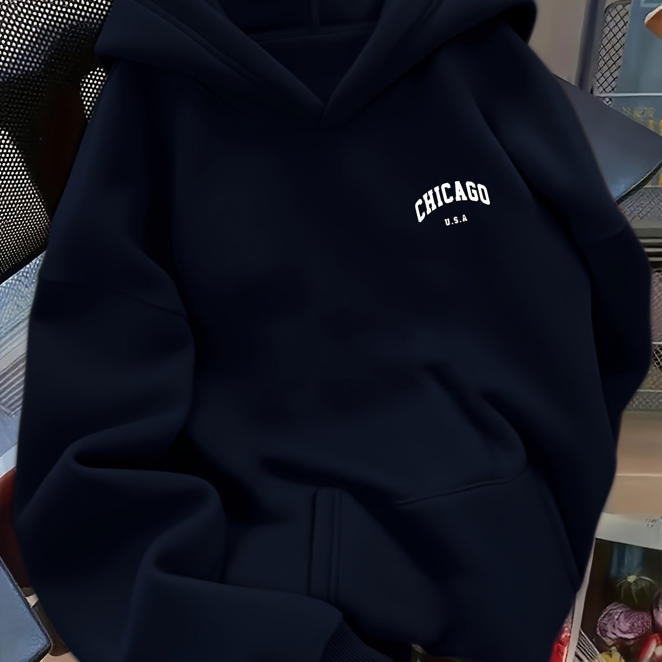 TEMU D92 - A Loose-fitting Hoodie Featuring A Stylish And Versatile Chicago Print, Perfect For Spring And Autumn, Women's Size L15675