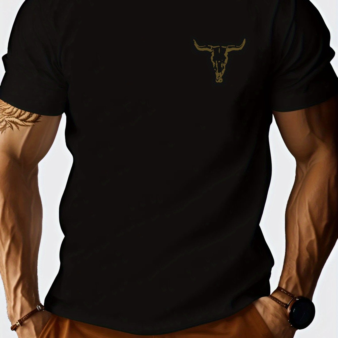 TEMU Men's Fashion Casual T-shirt, Small Label Pattern Print, Lightweight And Comfortable T-shirt, Suitable For Daily Casual T-shirt, Suitable For