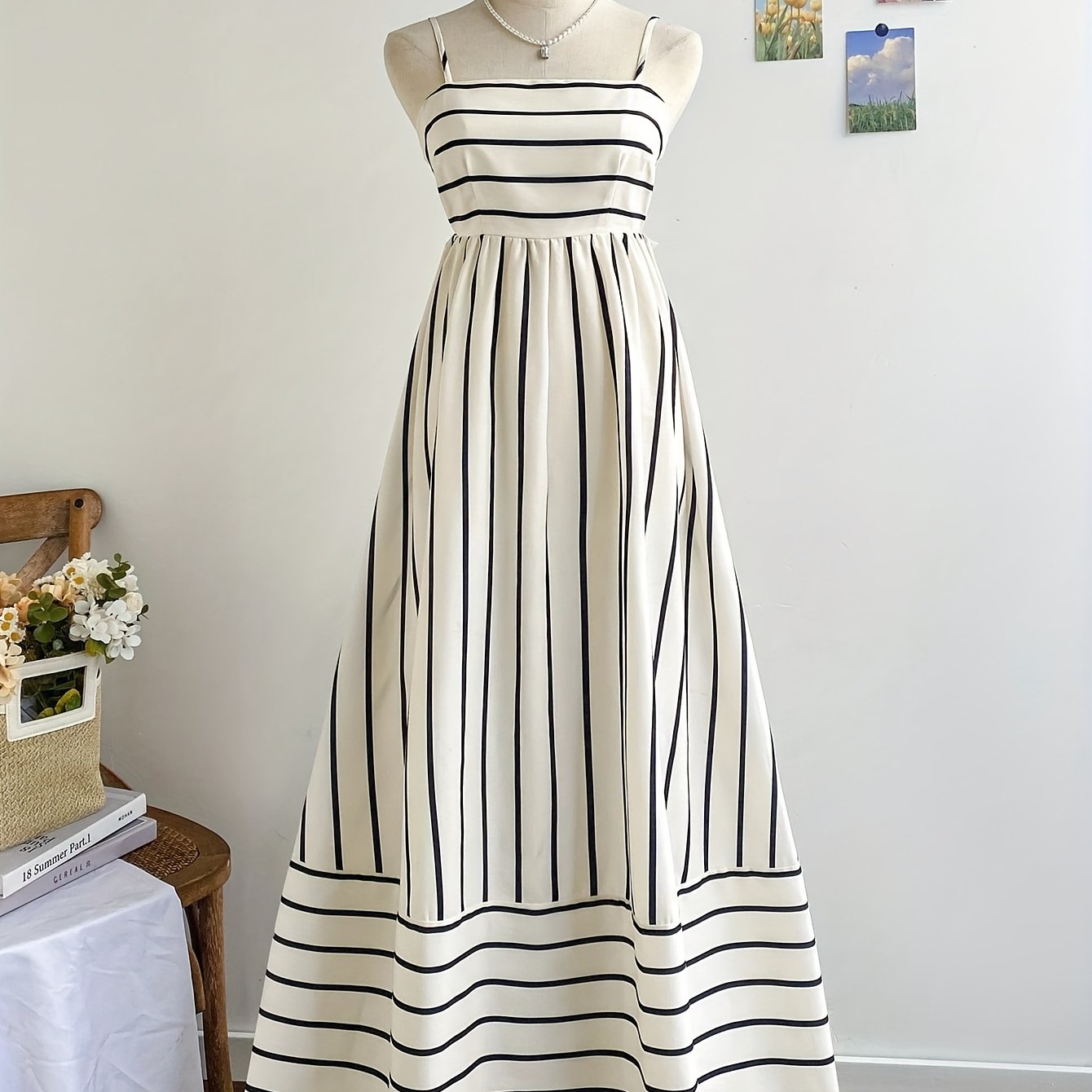 TEMU Women's Striped Halter Long Dress