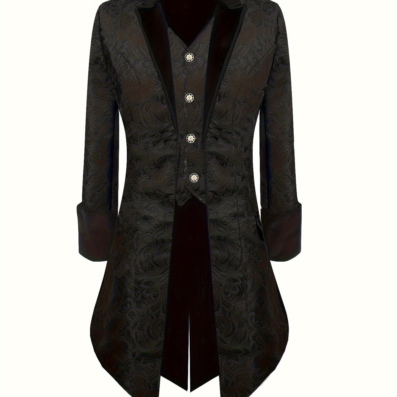 TEMU Steampunk , Vintage Style Pattern Lapel Long Sleeve Tailcoat For Halloween Gift