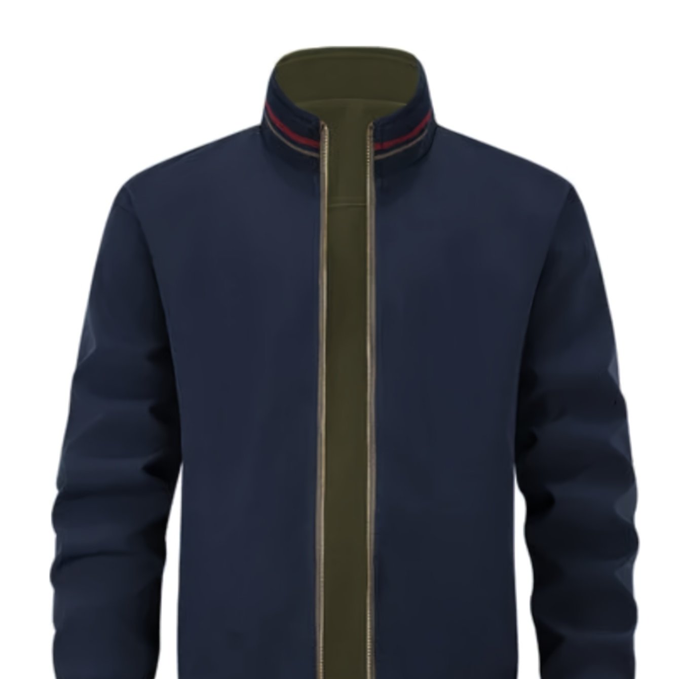 TEMU Lvhesheng Obm |men's New Reversible Wear Jacket With Zippered Pockets, Stand Collar, Casual Outdoor Daily Coat
