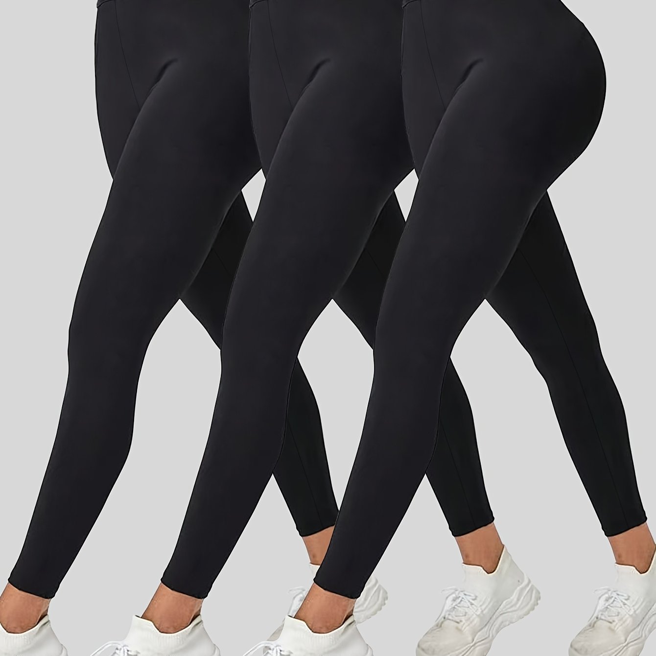 E-shop 3-teiliges Set - Frühling/Sommer Damen Sport Hose Hohe Taille Buchstabenbund Elastische Leggings Lässige Damenhose Bequeme Fitness Übung Kleine