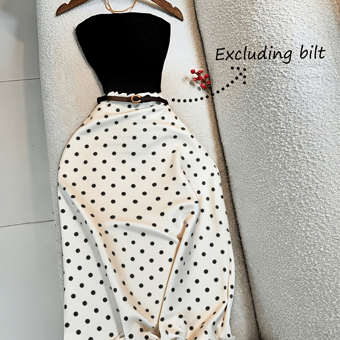 TEMU 2026 Summer New Elegant Strapless, Satin High Waisted Slim Fit Skirt 2pcss Set (excluding Belt), Women's New Skirt 2pcss Set