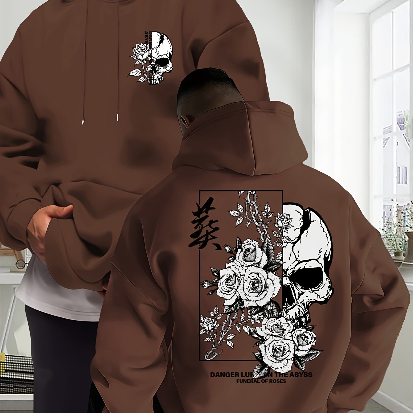 TEMU Men's Autumn And Winter Hooded Sweatshirt, Casual Everyday Drawstring Hoodie With Print, Front Pocket, Unisex Tops