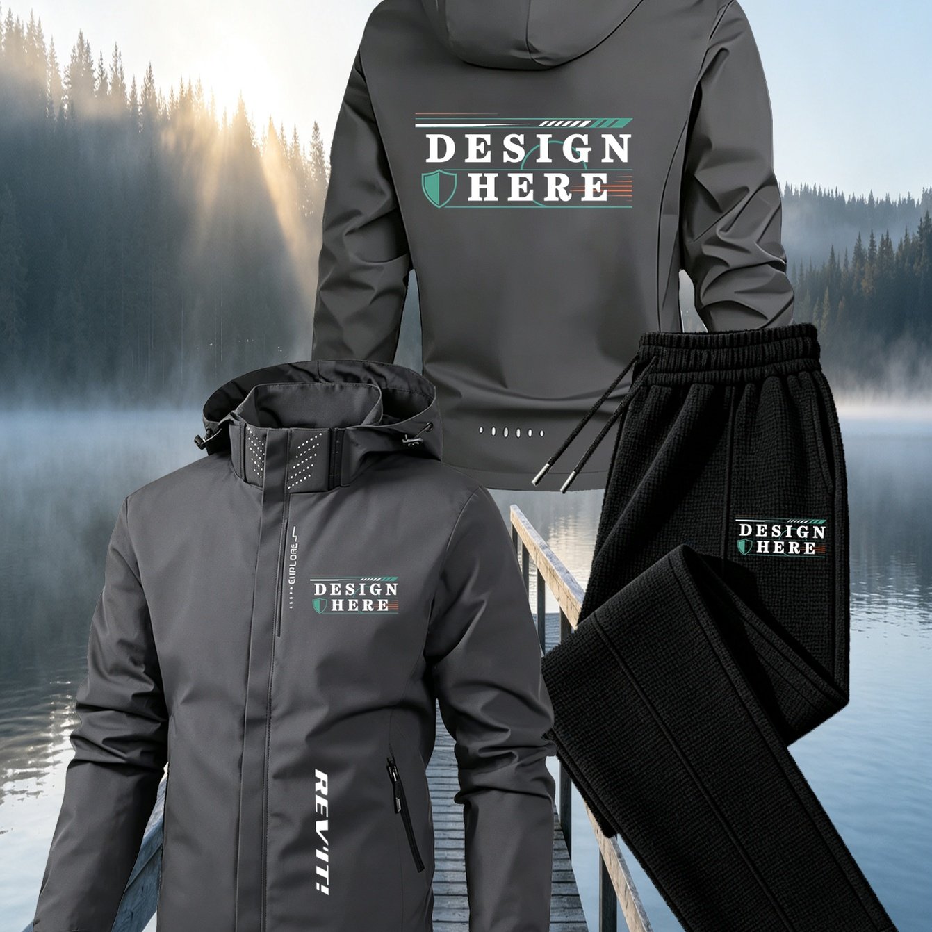Men's Custom Autumn Winter Hooded Jacket and Pants Set