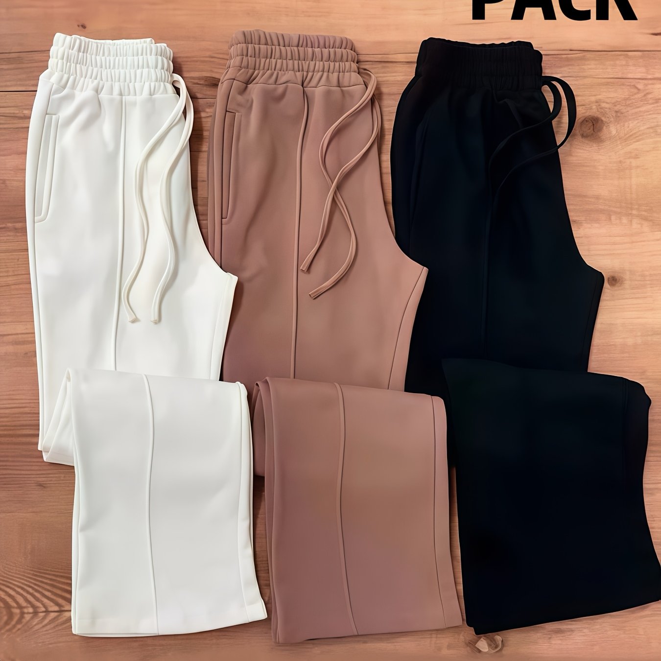 TEMU Elegante Set di 3 Pantaloni Donna /Inverno, Pantaloni Casual da Donna, Pantaloni , Abbigliamento Esterno, Pantaloni Jogger, Pantaloni a ,