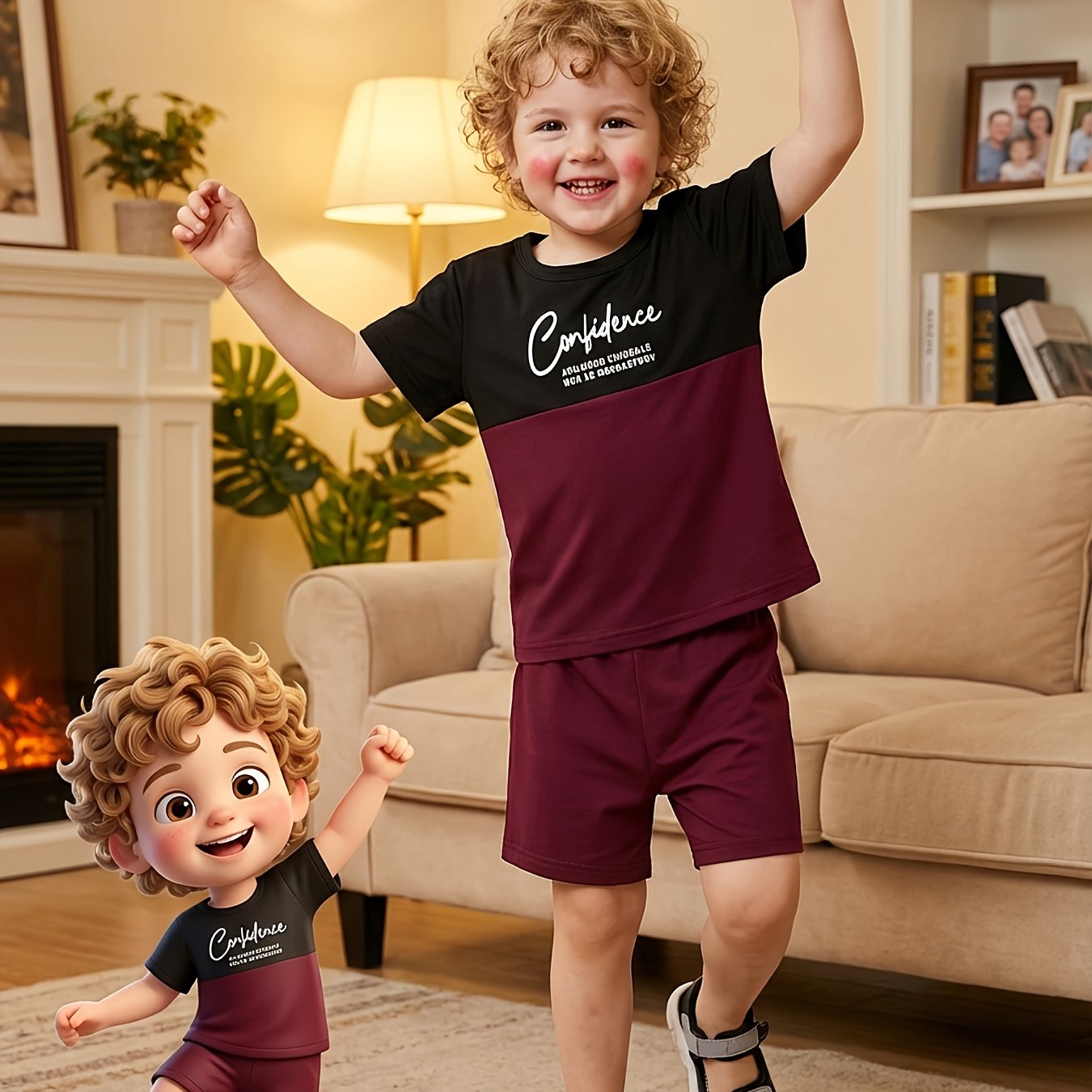 Youth Summer Letter Casual Short Sleeve Shorts Set, Perfect For Outdoor