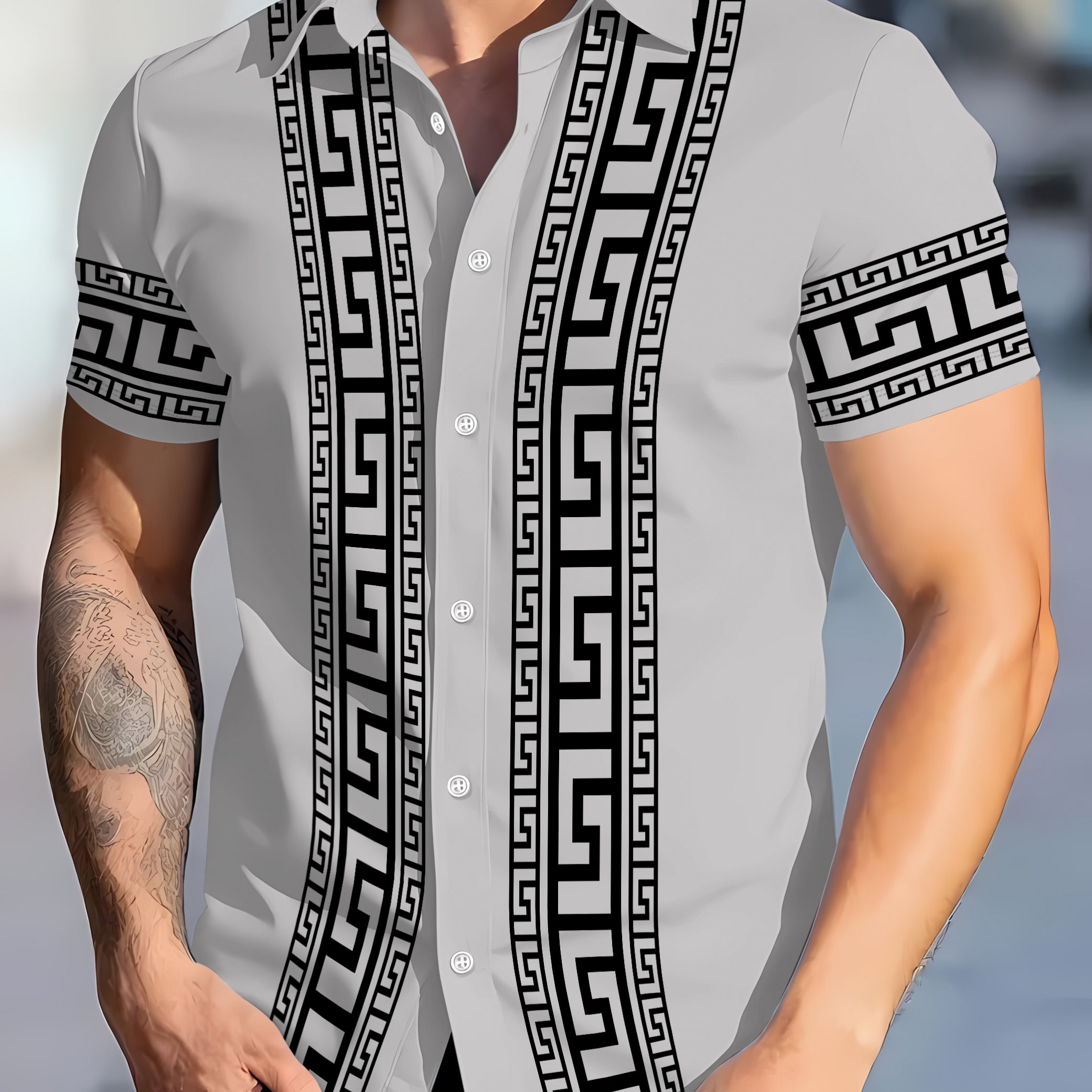 TEMU Fashionable And Minimalist Men's Shirt, 3d Print Short-sleeve Shirt For Summer