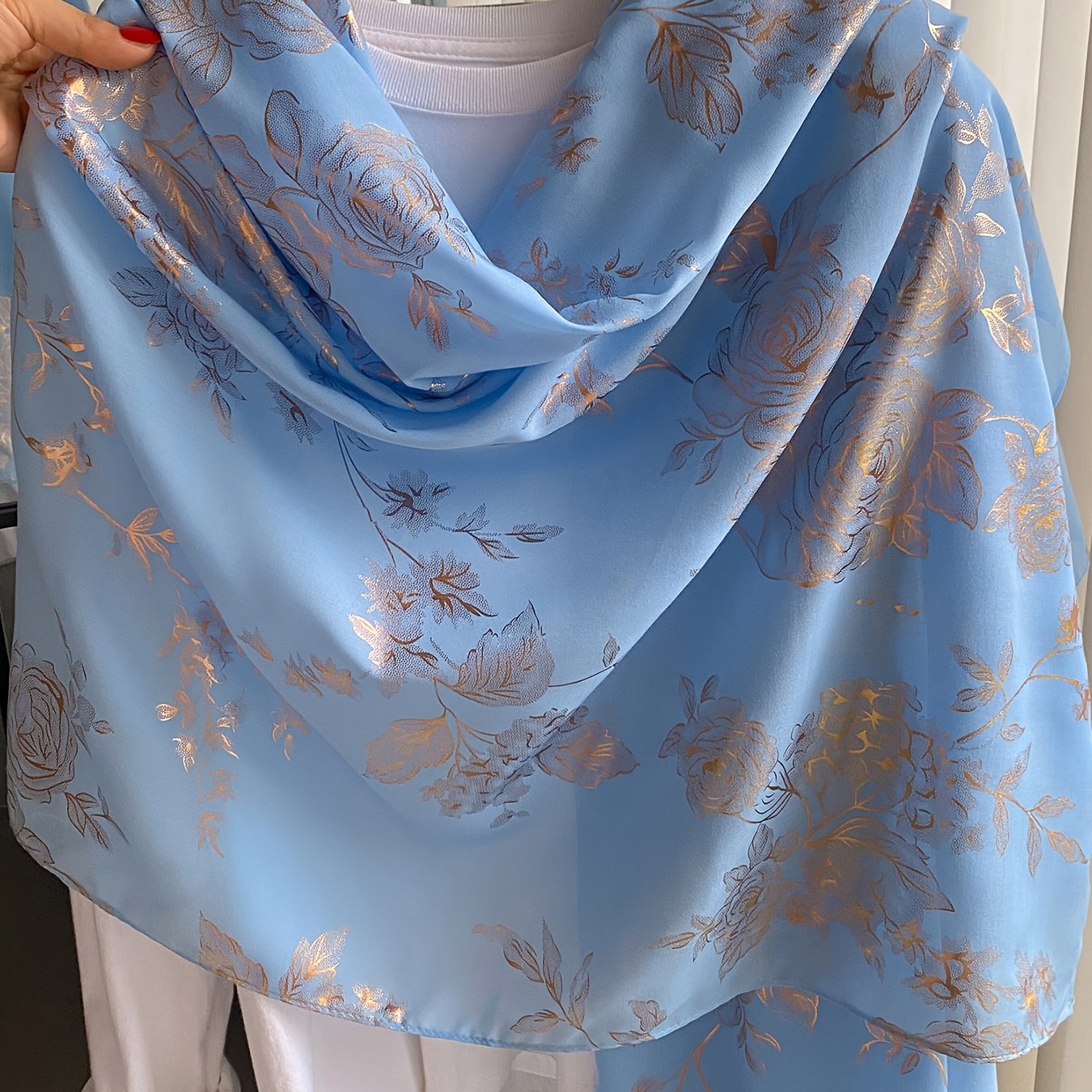 TEMU Plus Size, Women's Rose Print Wrap Cardigan, Lightweight Luxury Thin Outerwear, Elegant Cover-up, Suitable For Weddings / Evening Dresses /