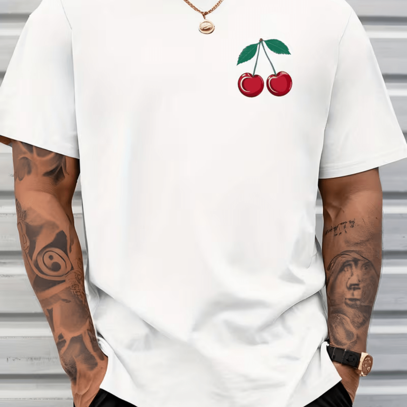 TEMU Minimalist Style Print Versatile Printed T-shirt, Knitted Breathable Outdoor Casual Wear