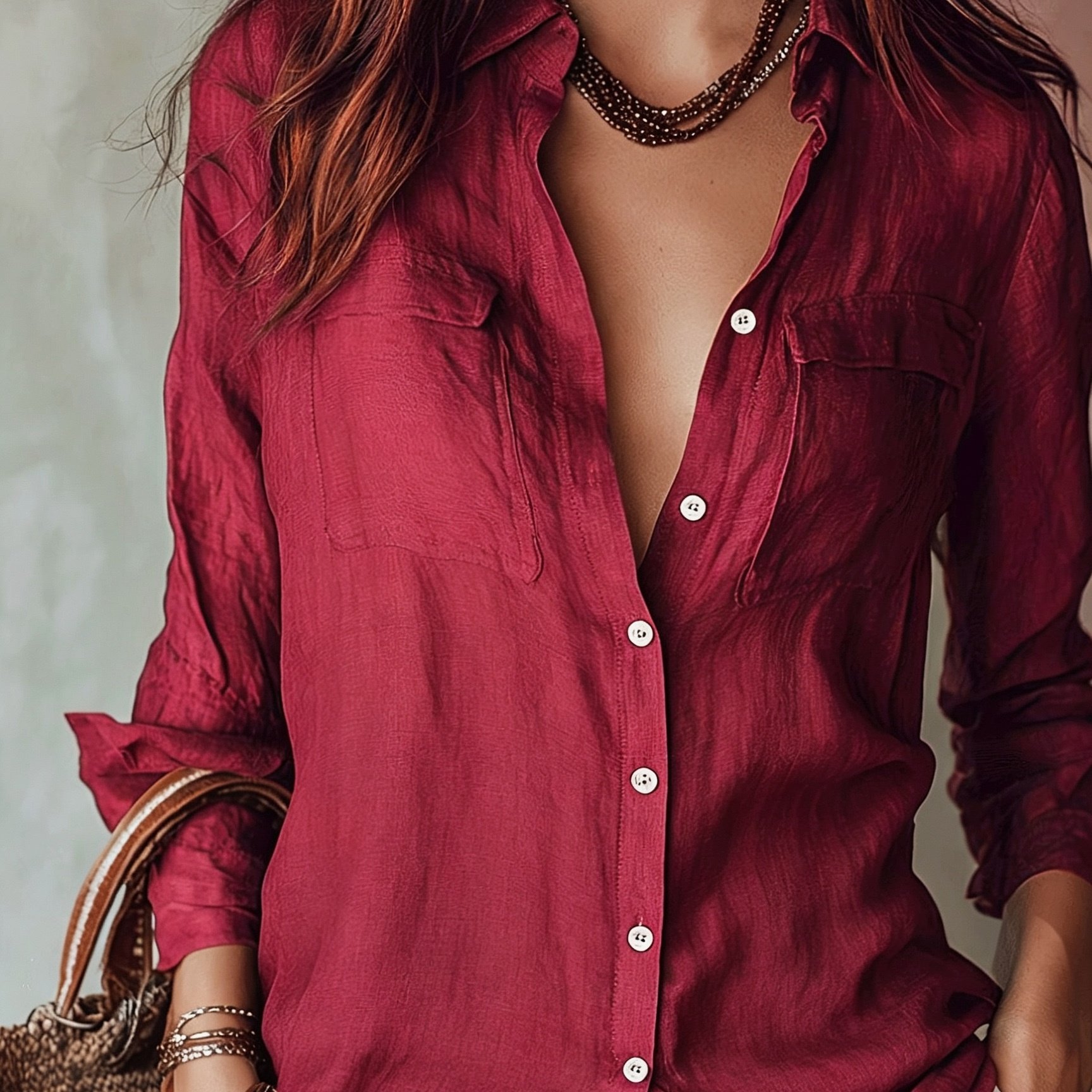 TEMU Chemise Élégante et Décontractée à Manches Longues de Couleur Unie pour Femme, Tissu et Respirant, Nouveau Haut Printemps Été Automne 2026