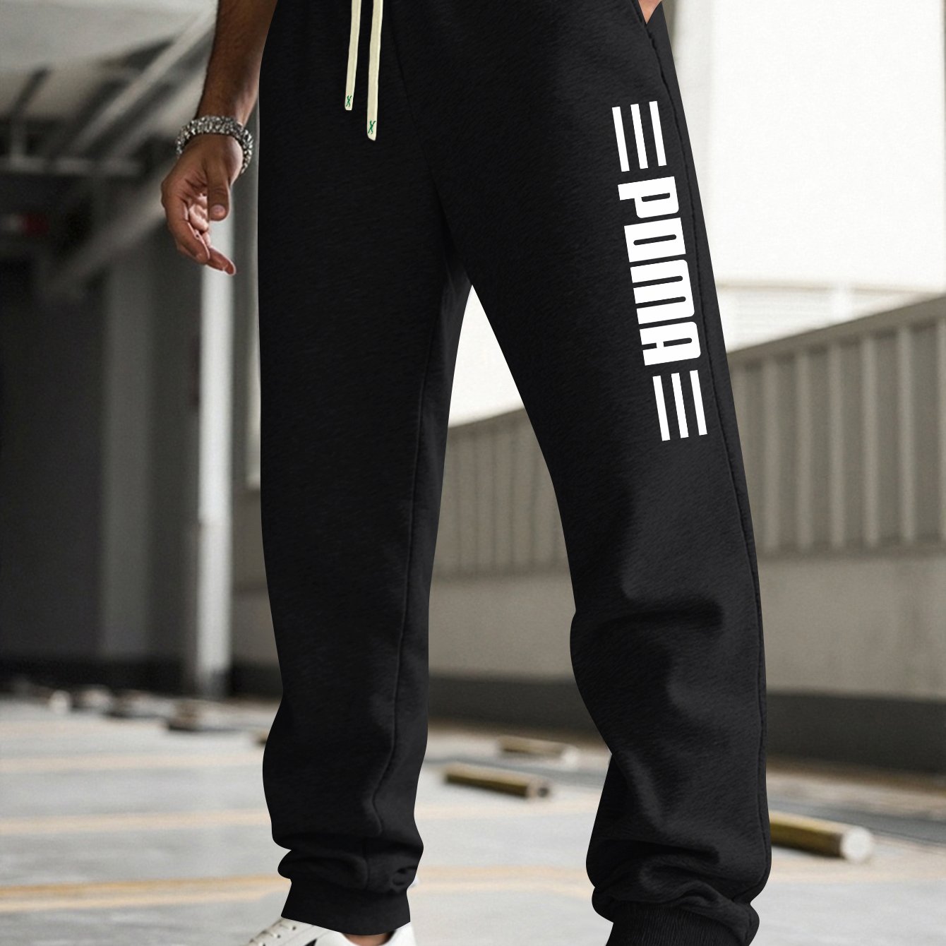TEMU Men's Casual Style Designer Sports Print Pattern Outdoor Athletic Elastic Jogger Pants