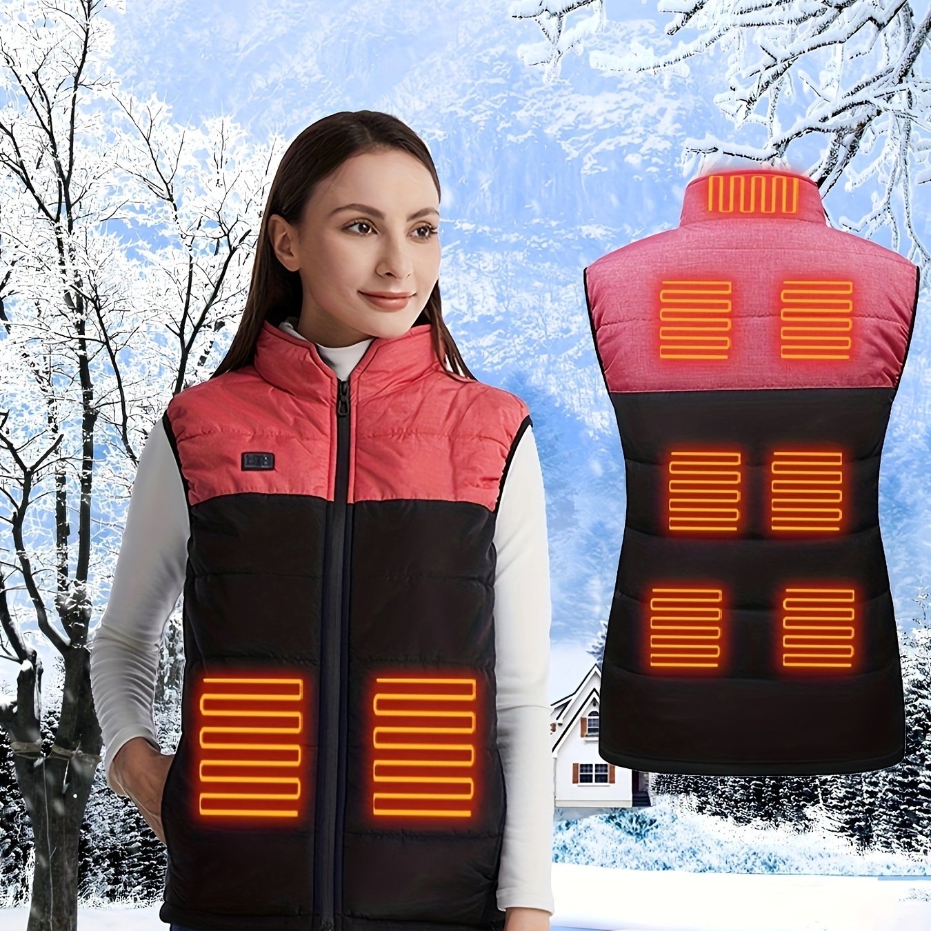 TEMU Women's Heated Vest, Heated Clothing, Usb Electric Jacket With 3 Levels, 2 Switch Controls, And 9 Zones, Suitable For Outdoor Camping, Cycling,