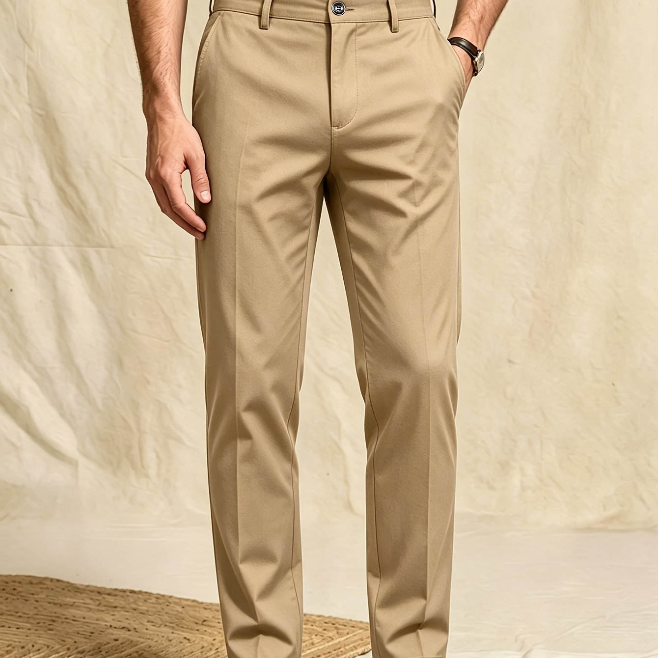 TEMU Men's Formal Dress Pants, Draping Slim Fit Business Trousers For Daily Wear, Comfortable, Breathable, Wrinkle-resistant, No-iron Commuting And