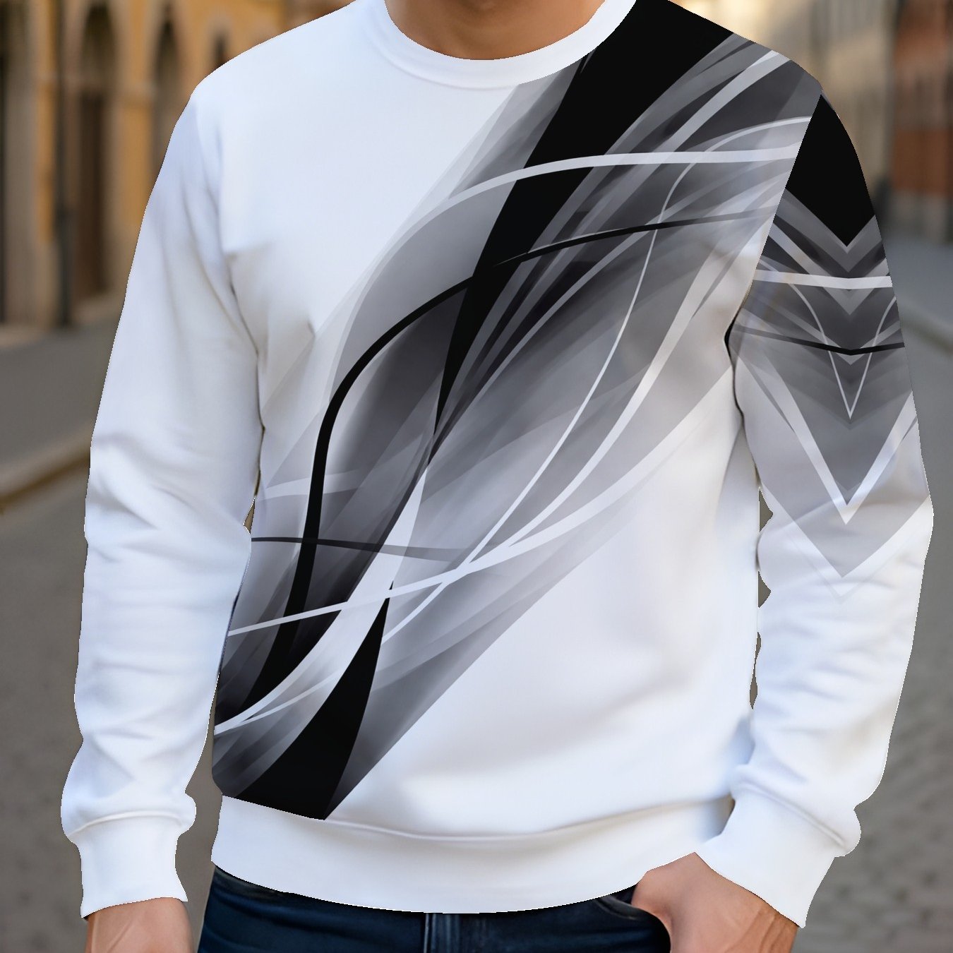 TEMU Men's /autumn Casual Crew Neck Sweatshirt, Versatile And Fashionable Sweatshirt For Men